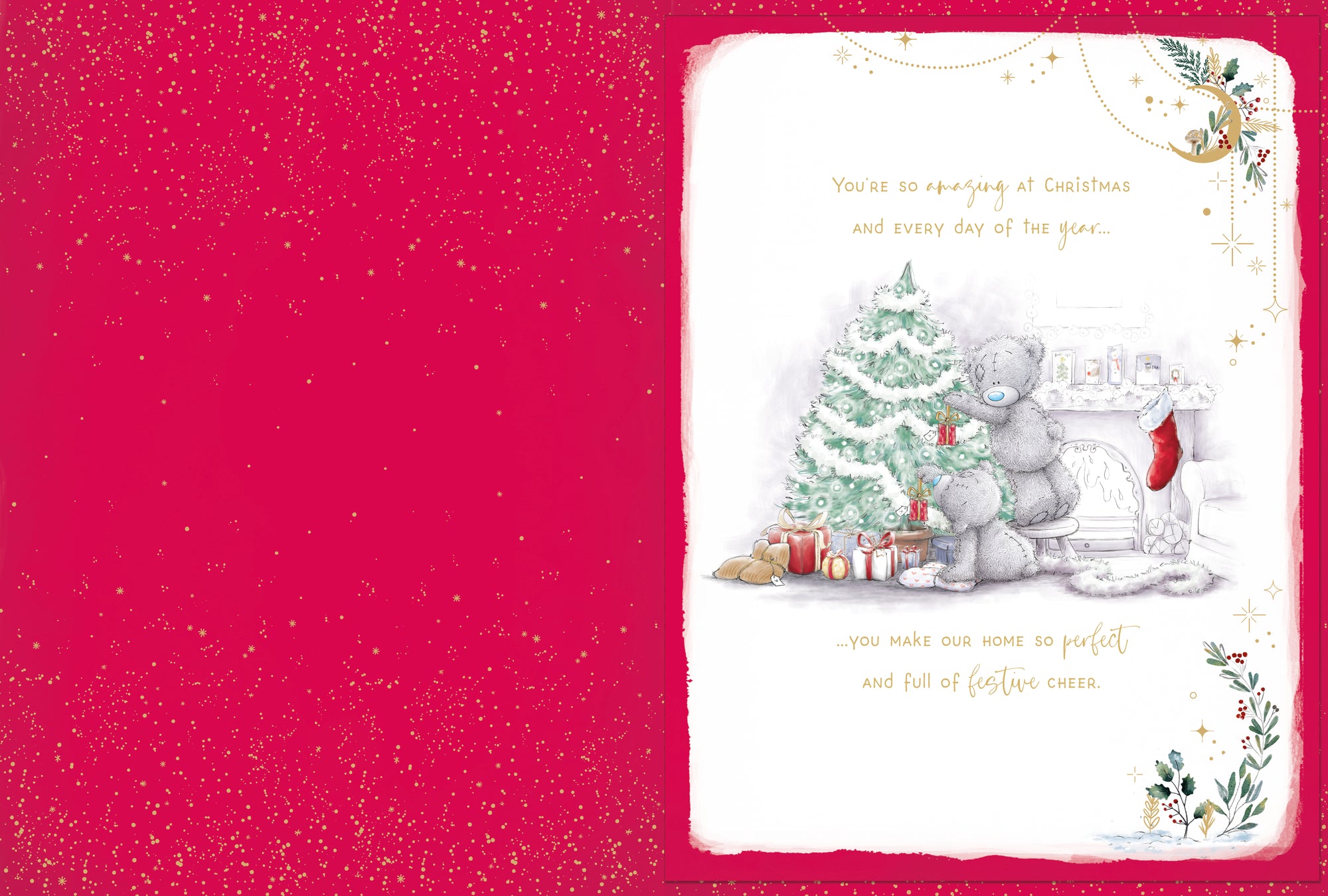 Me To You Tatty Teddy Large Luxury Boxed Handmade Christmas Card To My Wonderful Wife 9x12ins - Official Collection