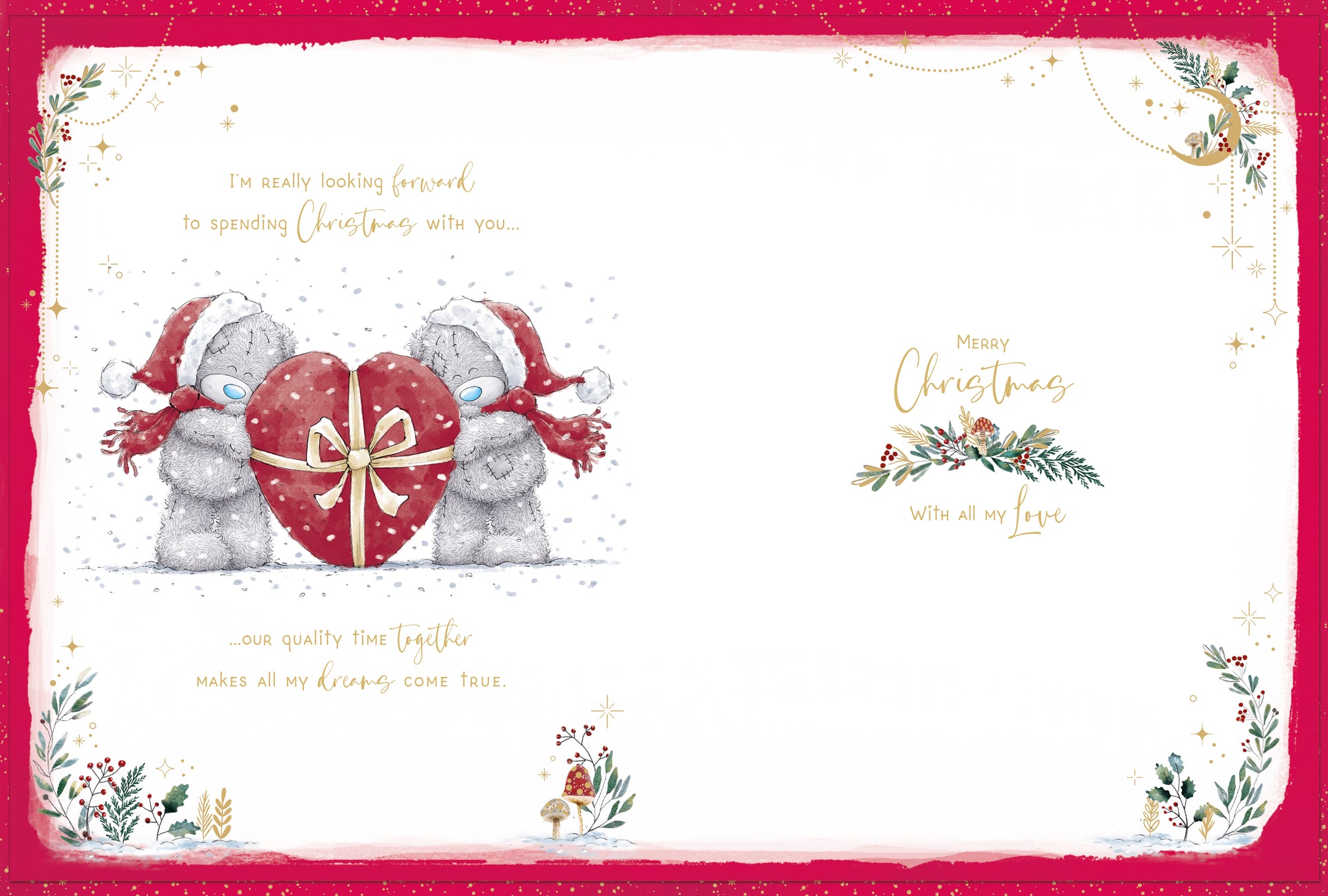 Me To You Tatty Teddy Luxury Handmade Christmas Card In Keepsake Box To The One I Love 12x9ins - Official Collection