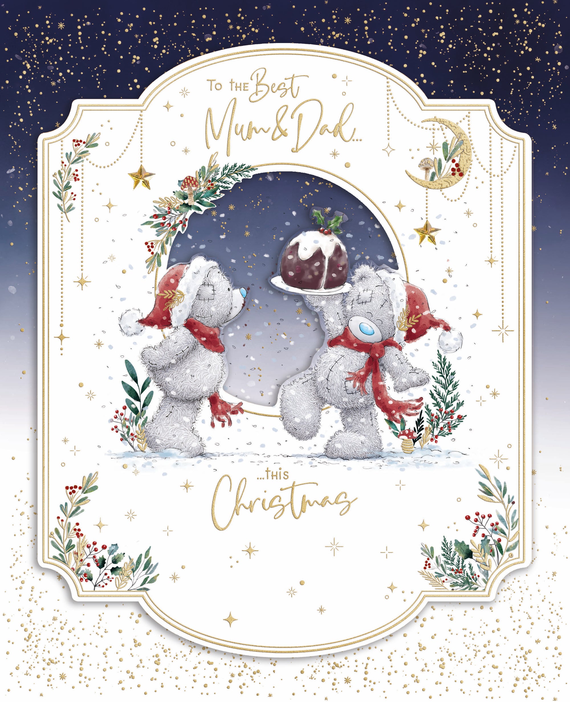 Me To You Tatty Teddy Handmade Christmas Card To The Best Mum And Dad 8x10ins - Official Collection