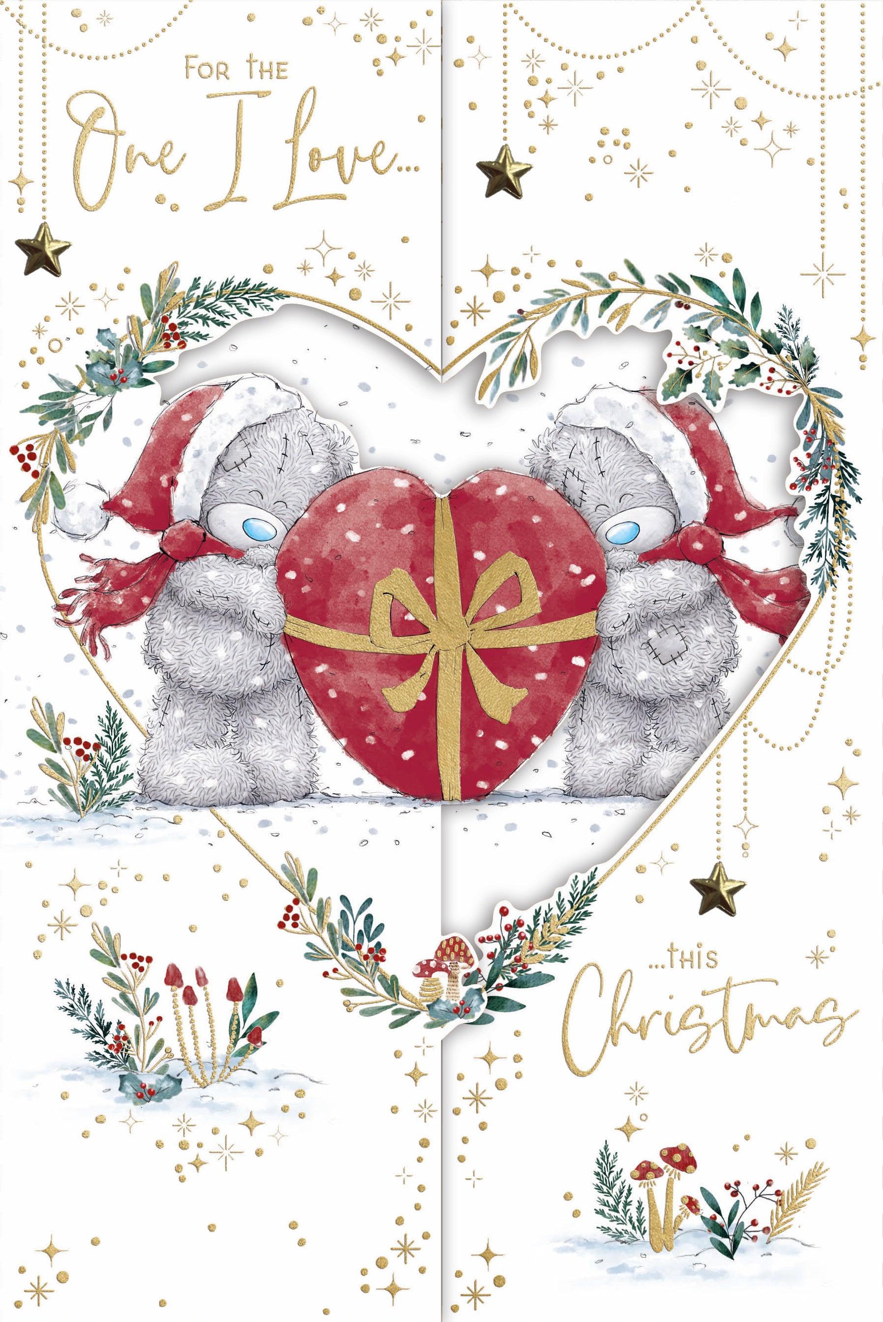 Me To You Tatty Teddy Handmade Luxury Fold-Out Christmas Card To The One I Love 6x9ins - Official Collection