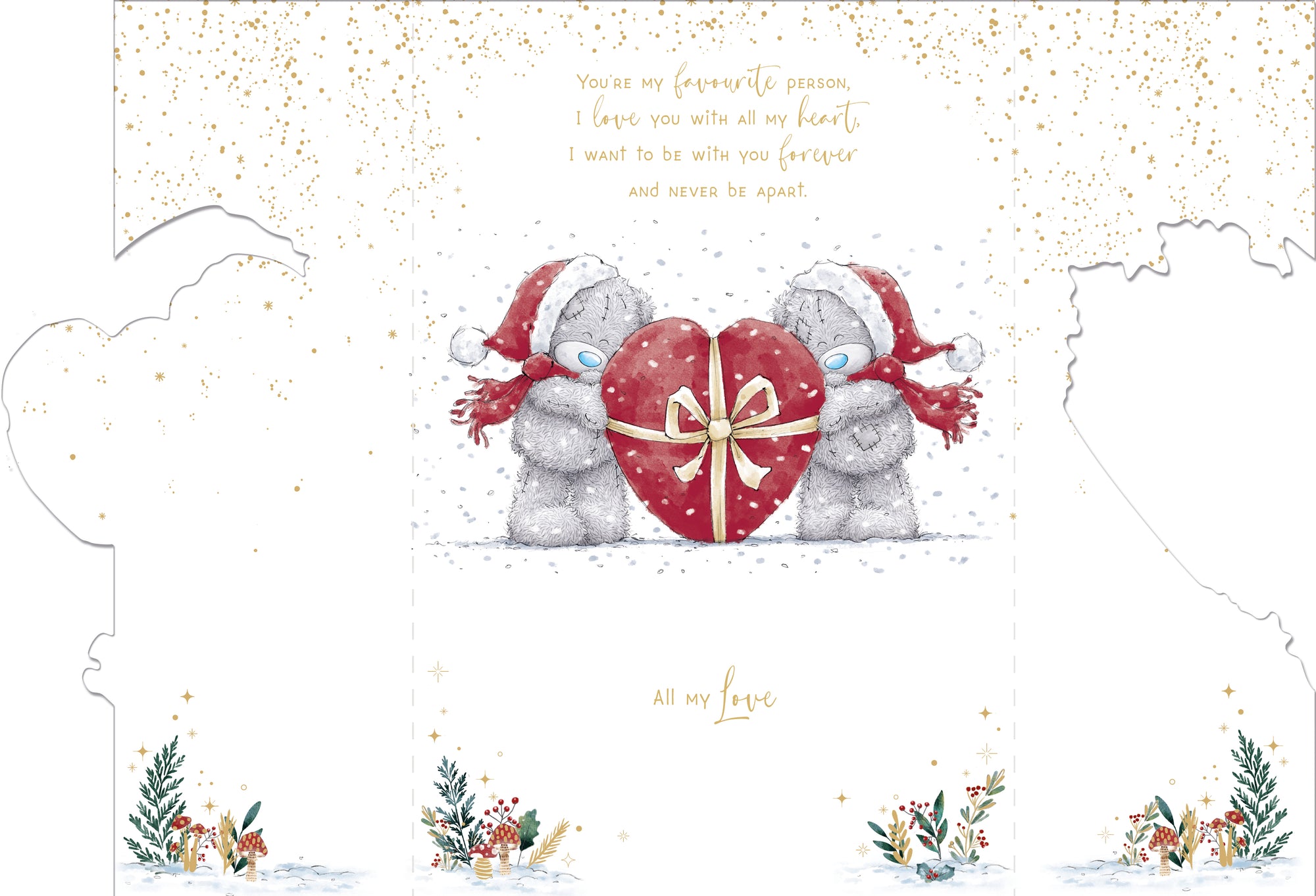 Me To You Tatty Teddy Handmade Luxury Fold-Out Christmas Card To The One I Love 6x9ins - Official Collection