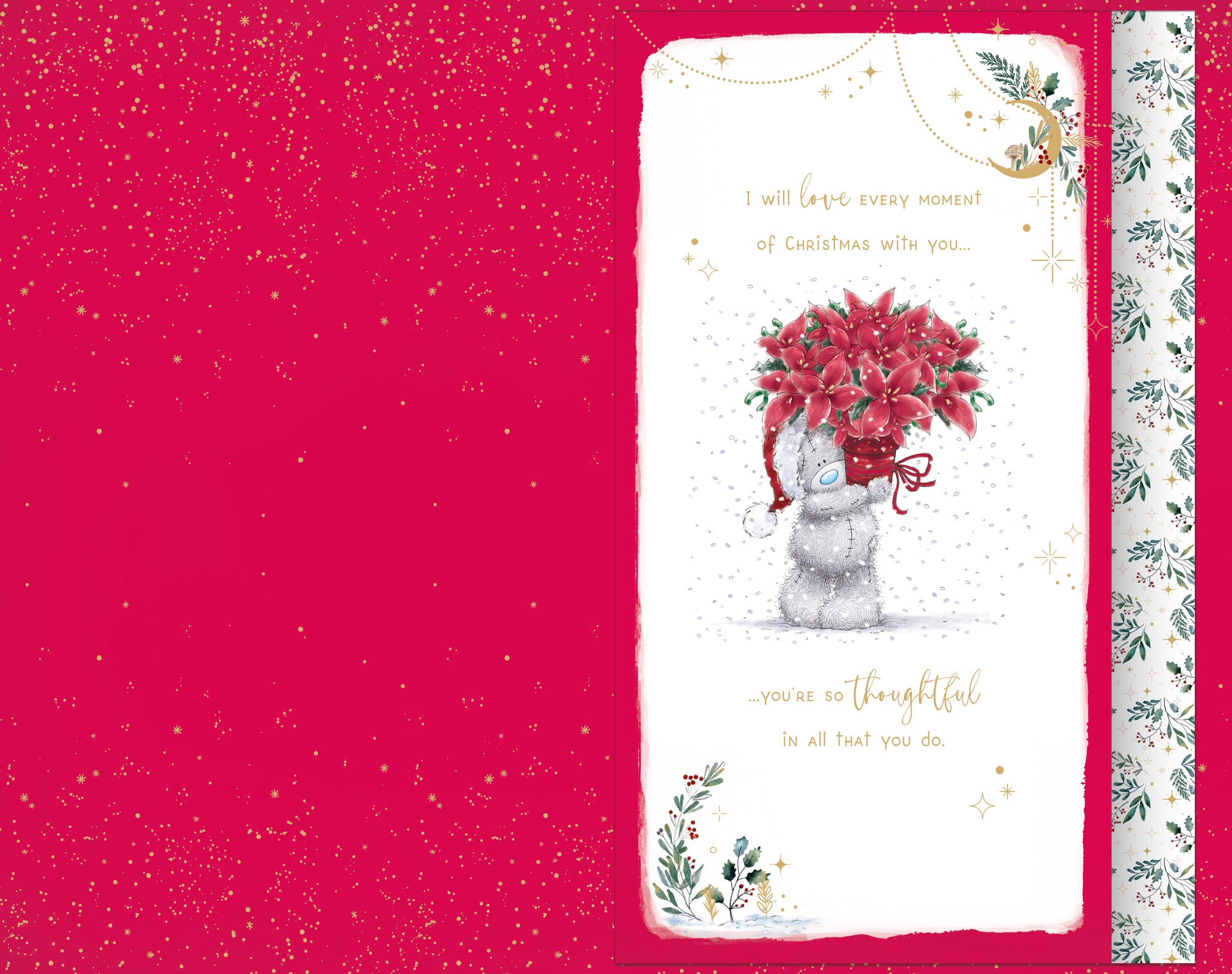 Me To You Tatty Teddy Luxury Handmade Christmas Card For Beautiful Wife, Tatty Teddy Bear With Gifts 7x11ins - Official Collection