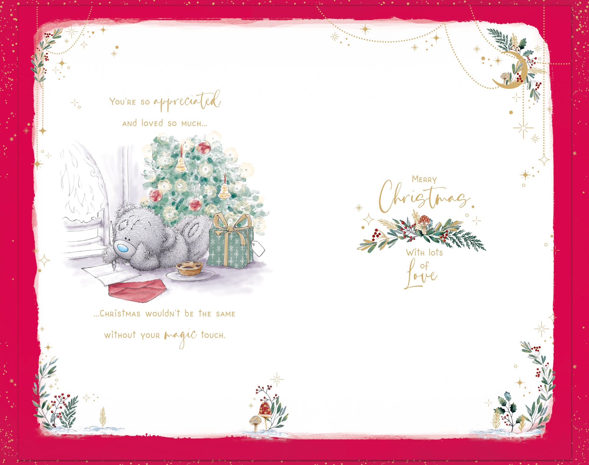 Me To You Tatty Teddy Handmade Christmas Card To An Amazing Mum, With Illustrated Paper Insert 7x11ins - Official Collection
