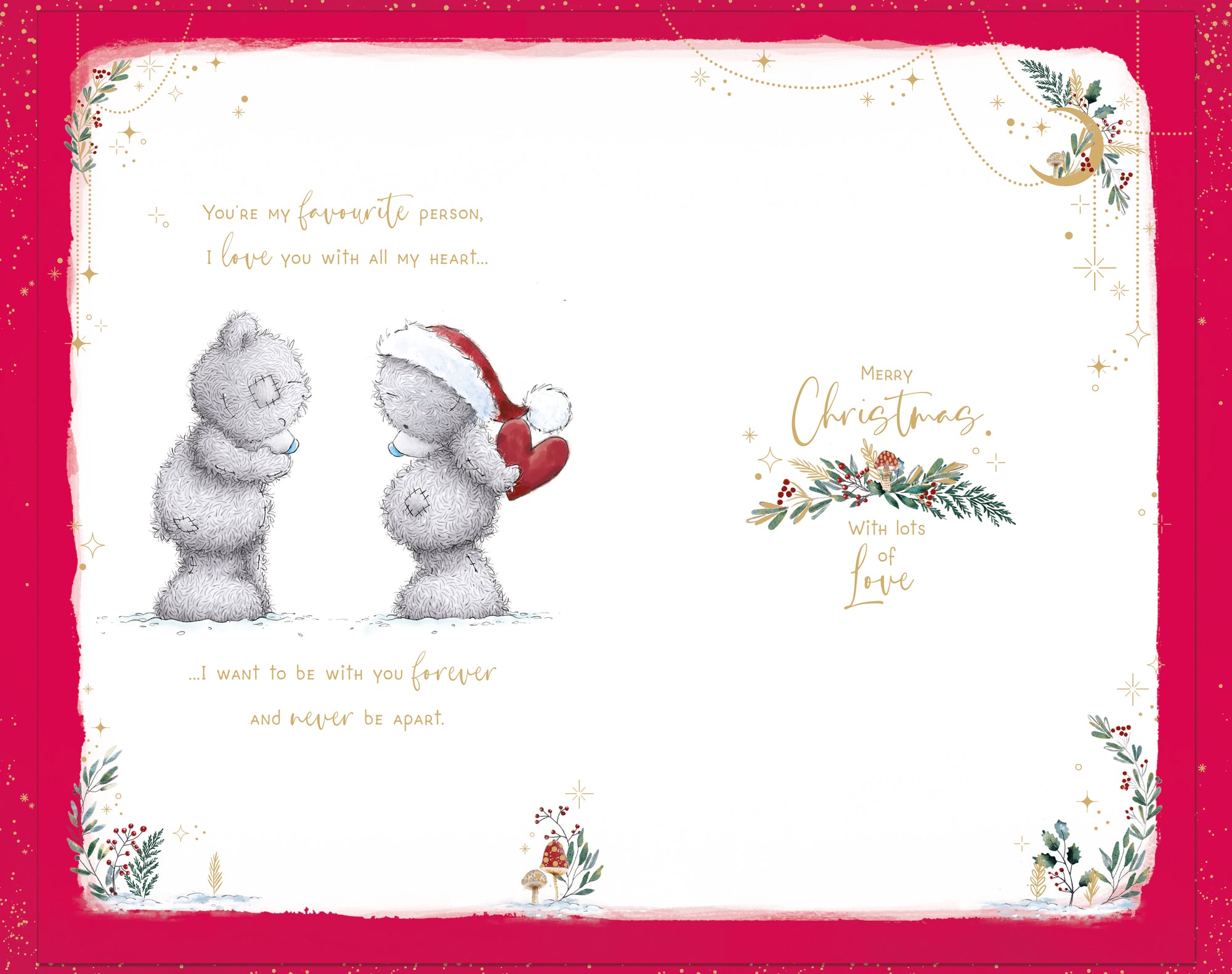 Me To You Tatty Teddy Christmas Card To The One I Love 7x11ins - Official Collection