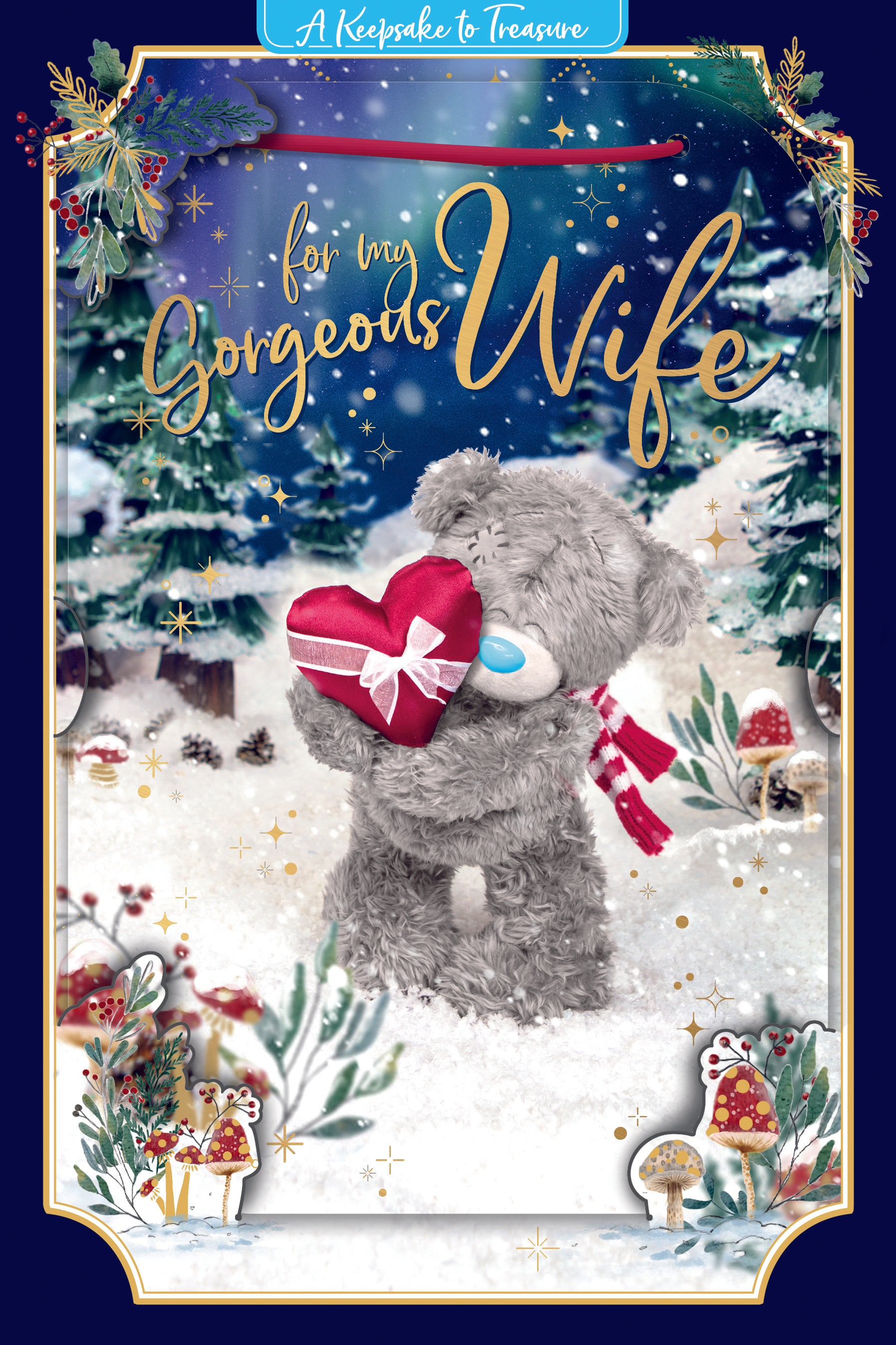 Me to You Tatty Teddy 3D Christmas Keepsake Card For My Gorgeous Wife 6x9ins - Official Collection