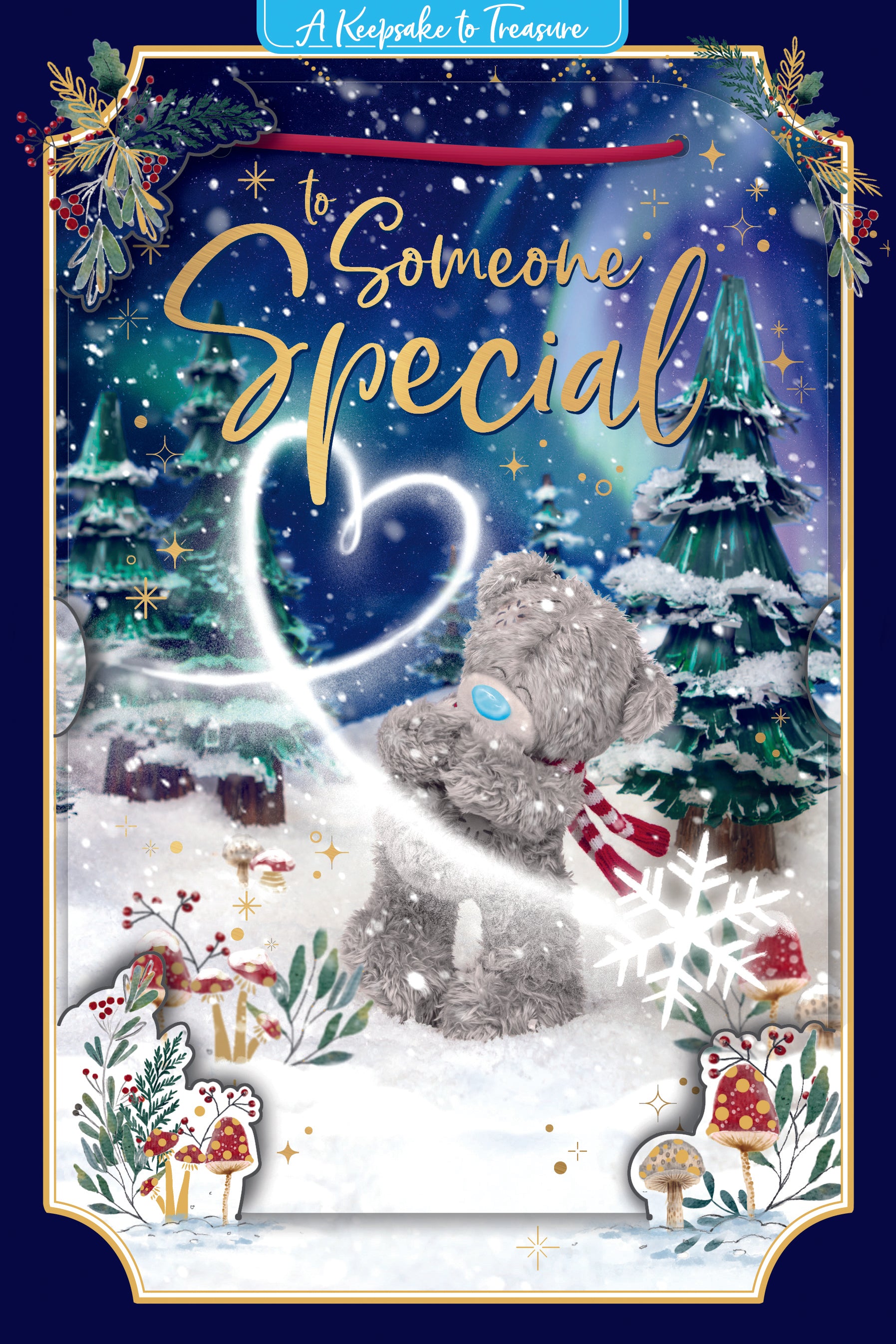 Me to You Tatty Teddy 3D Christmas Keepsake Card For Someone Special, Tatty Teddy With Magical Snowflake 6x9ins - Official Collection
