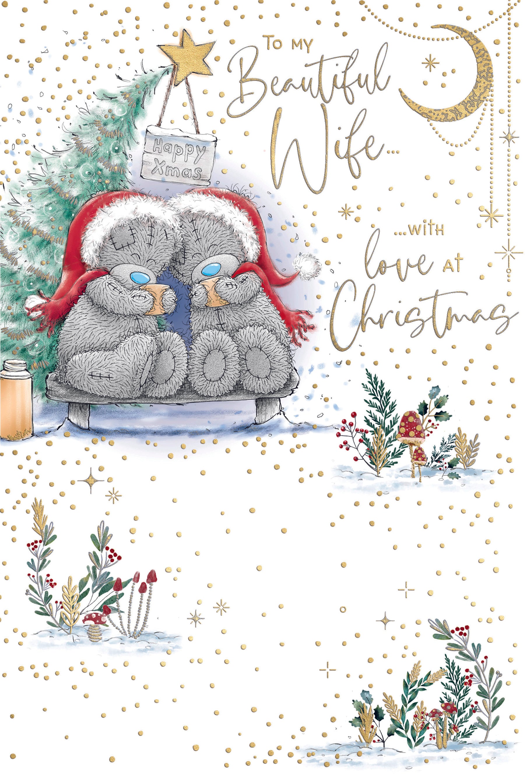 Me To You Tatty Teddy Christmas Card For My Beautiful Wife 6x9ins - Official Collection