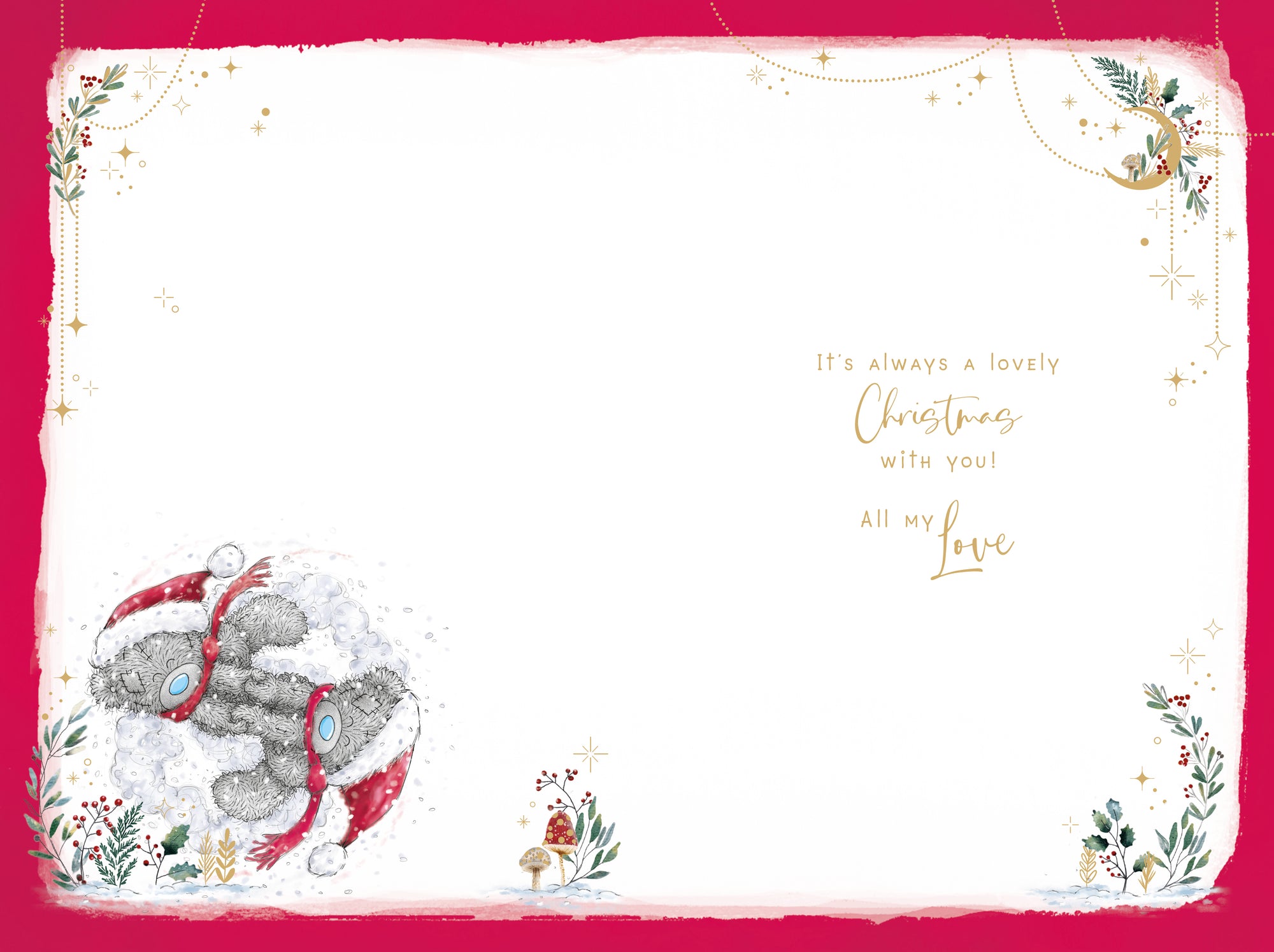 Me To You Tatty Teddy Christmas Card For My Beautiful Wife 6x9ins - Official Collection