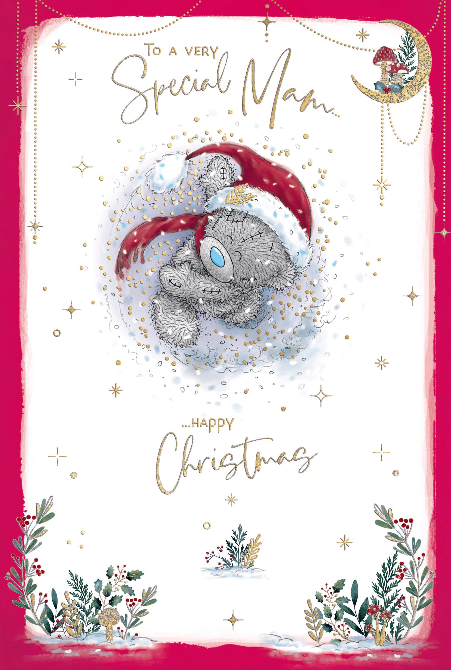 Me To You Tatty Teddy Christmas Card To A Very Special Mam, Tatty Teddy In The Snow, 6x9ins - Official Collection
