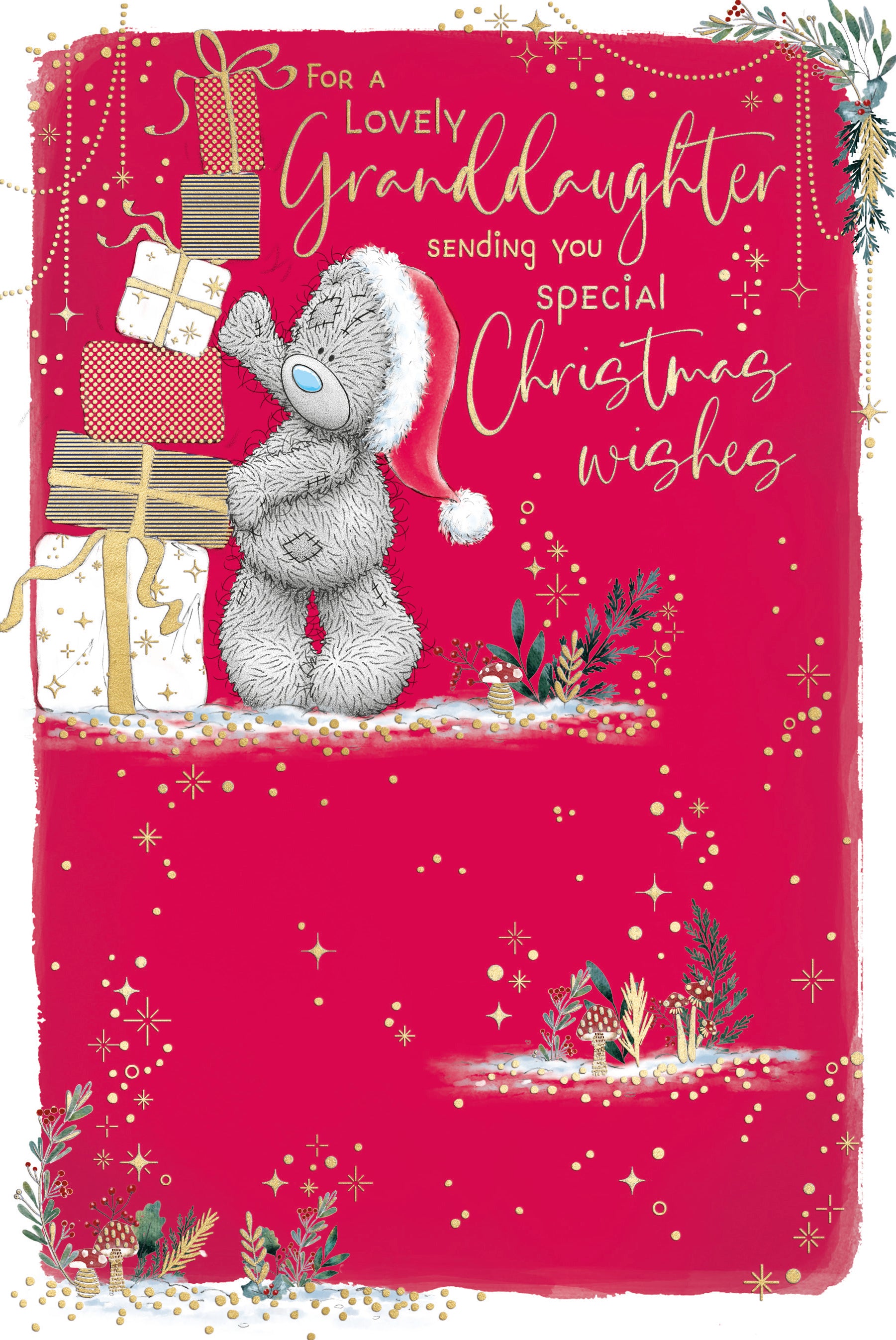 Me To You Tatty Teddy To A Wonderful Granddaughter Christmas Card 6x9ins - Official Collection