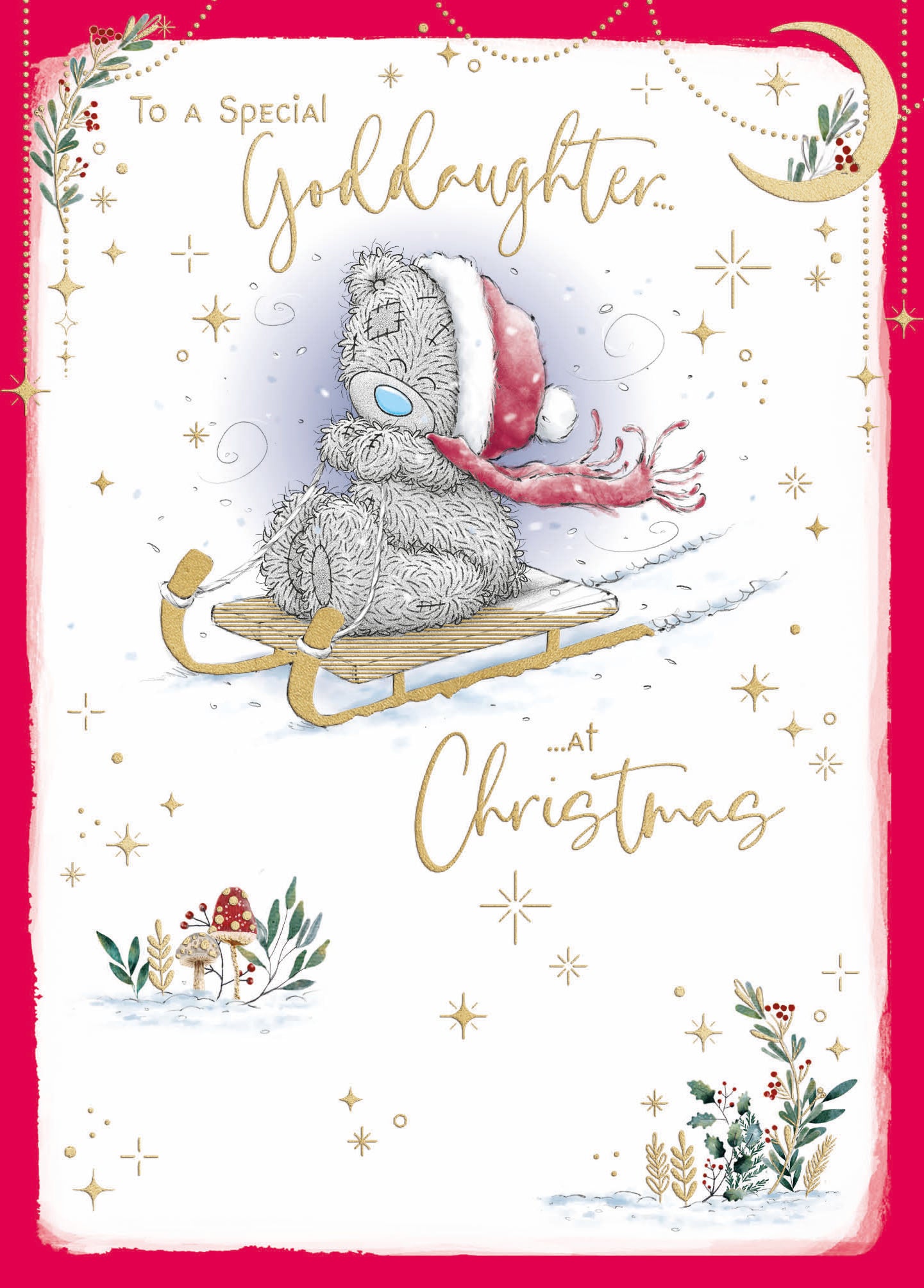 Me To You Tatty Teddy Special Goddaughter Luxury Christmas Card With Gold Foil Detail For Godchild 5x7ins - Official Collection