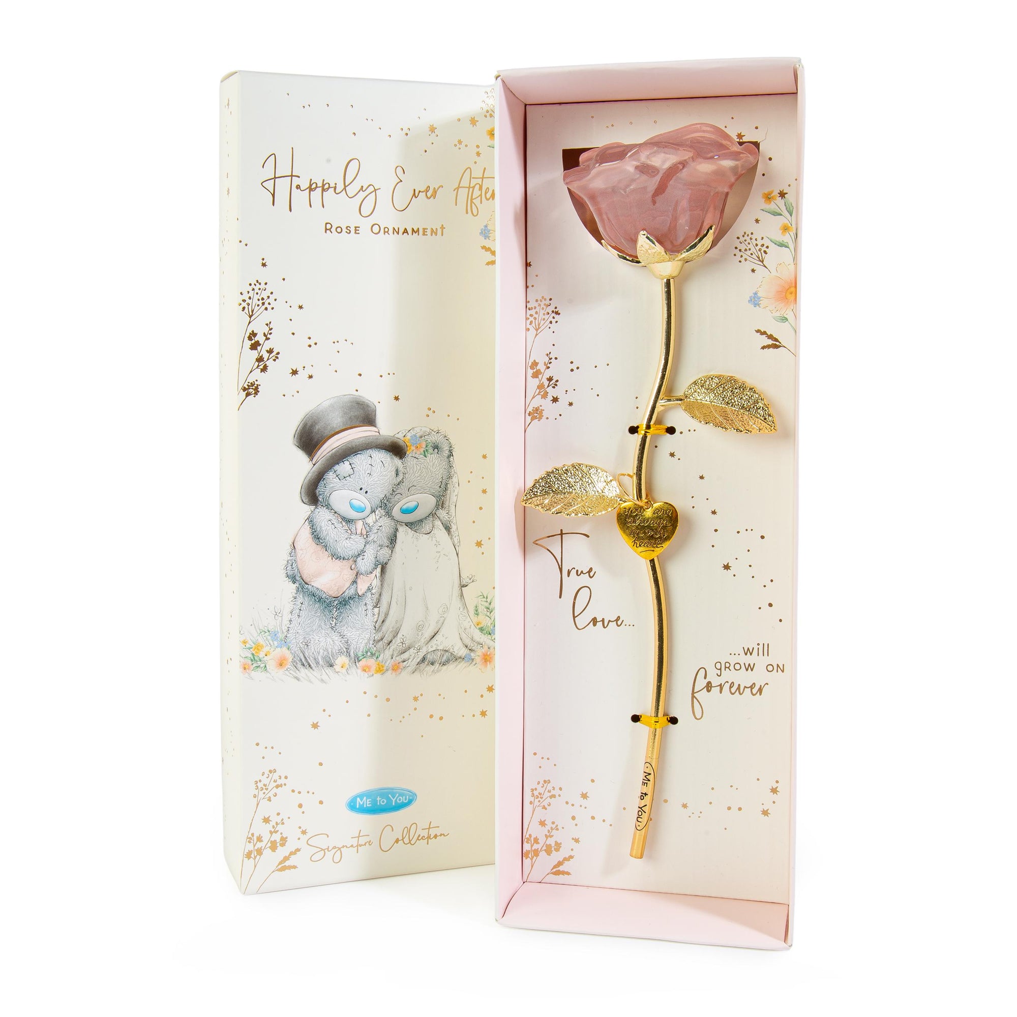 Me to You Tatty Teddy Glass Rose Ornament Wedding Day Gift - Signature Collection