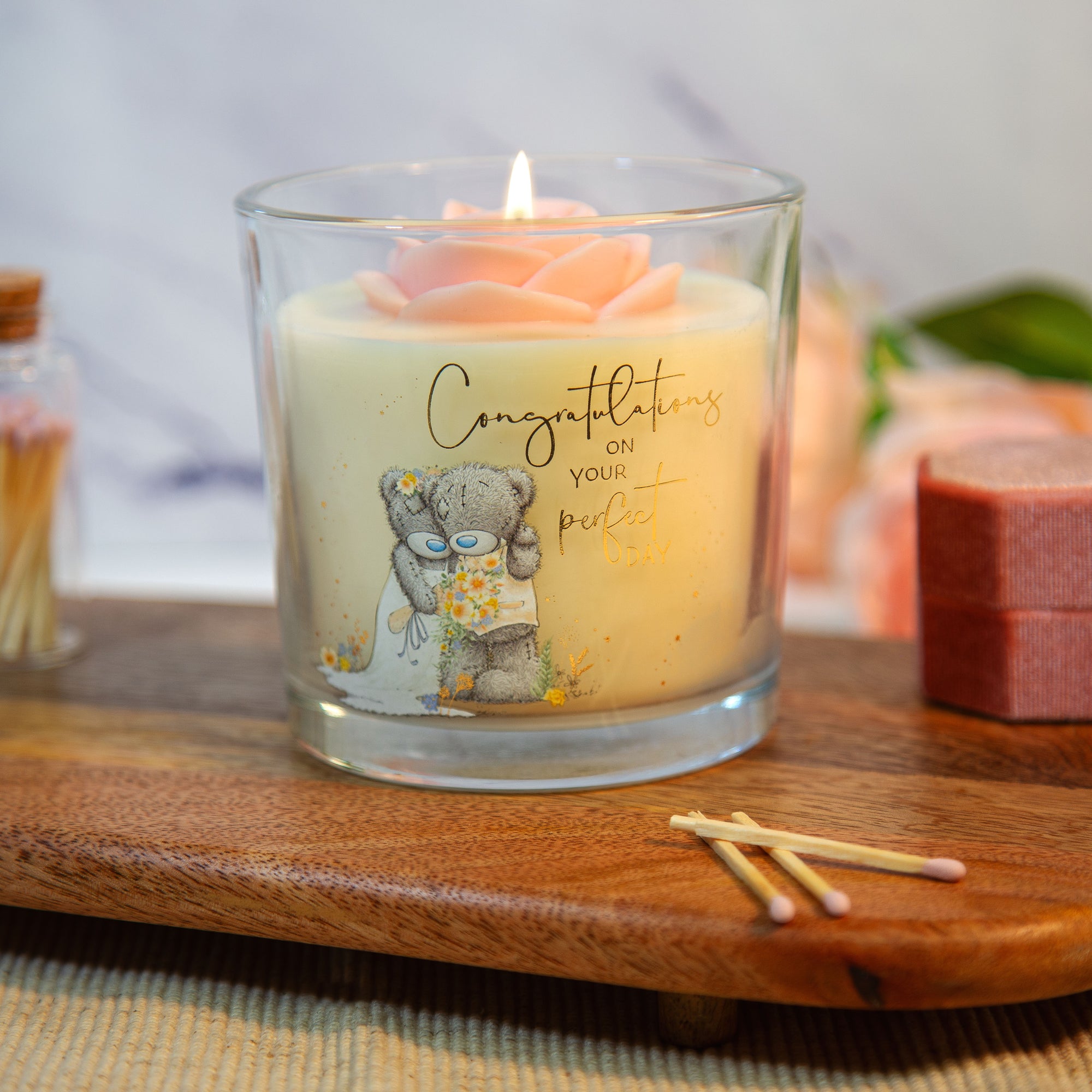 Me to You Tatty Teddy Wedding Day  Congratulations Candle Gift  - Official Collection