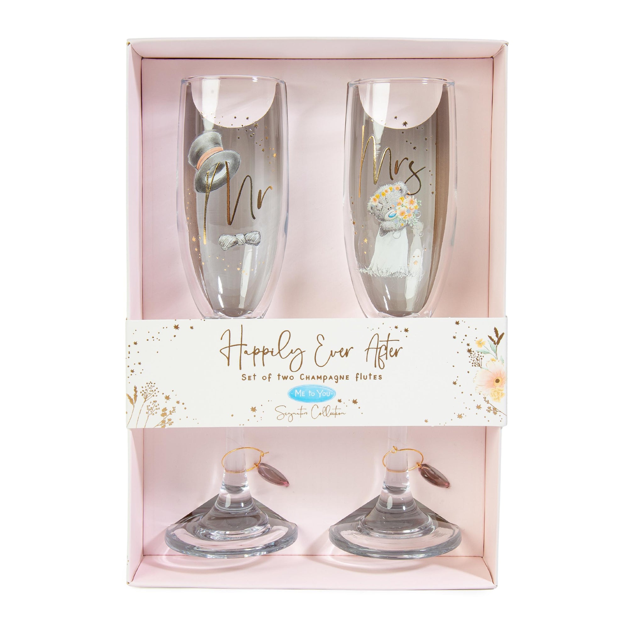 Me to You Tatty Teddy Wedding Champagne Glasses in a Gift Box - Signature Collection