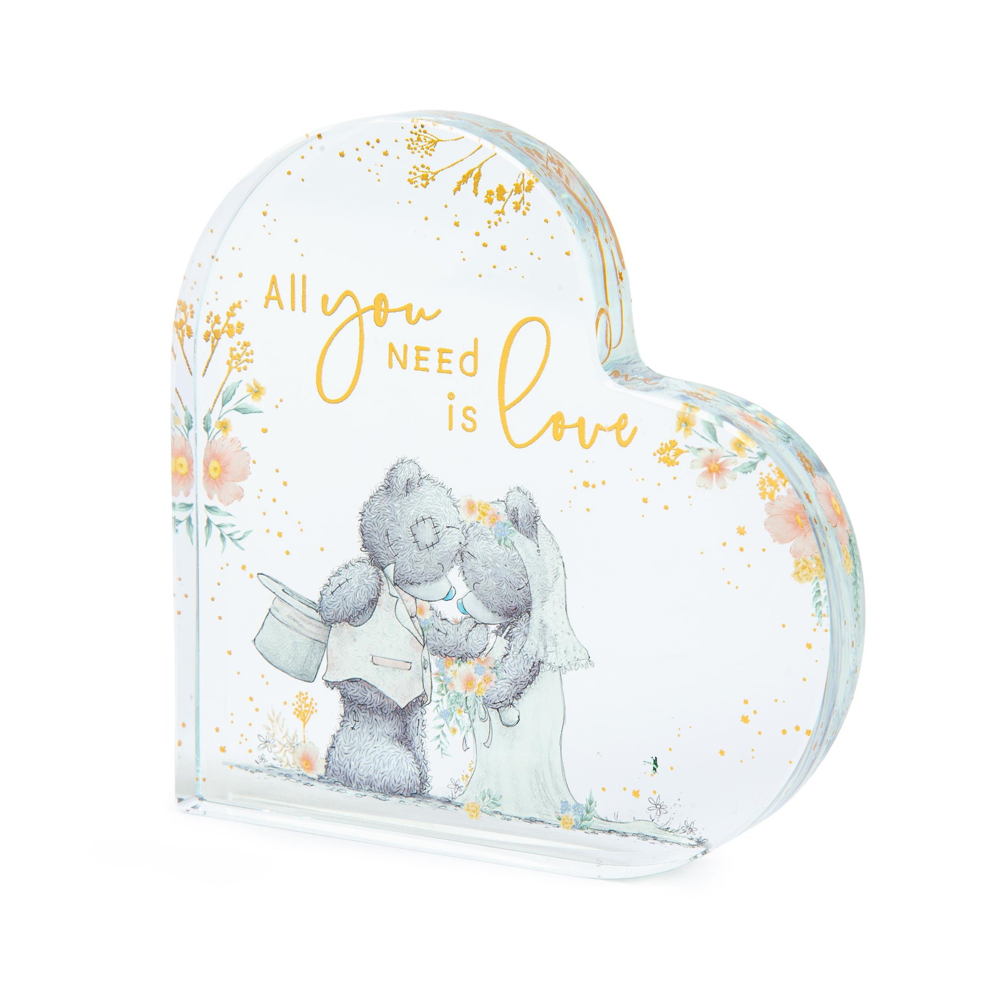 Me to You Tatty Teddy Glass Heart Plaque Wedding Day Gift - Official Collection