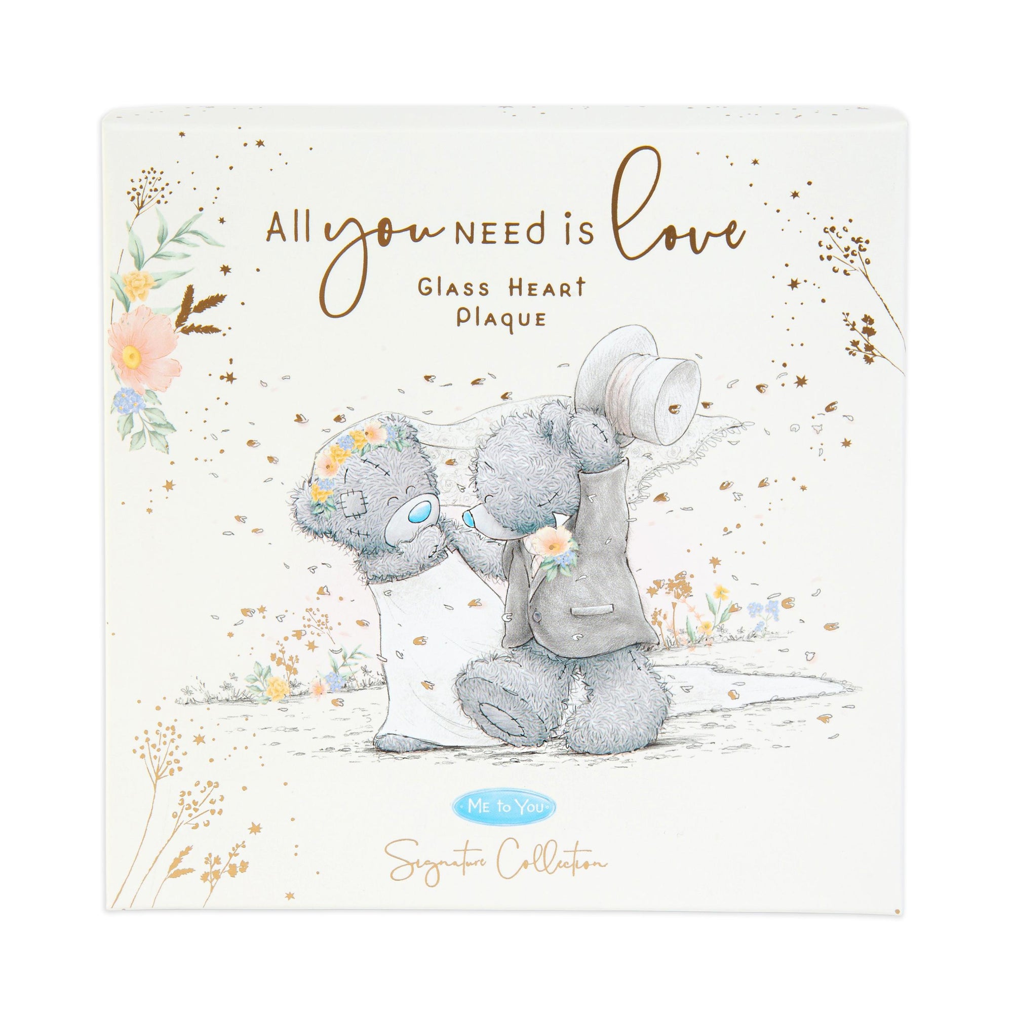 Me to You Tatty Teddy Glass Heart Plaque Wedding Day Gift - Official Collection