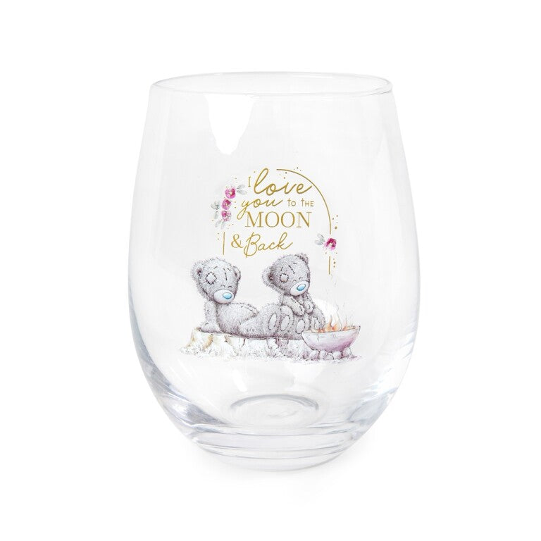 Me to You Tatty Teddy 'Moon and Back' Stemless Wine Glass, Candles and Slippers Gift Set - Official Signature Collection