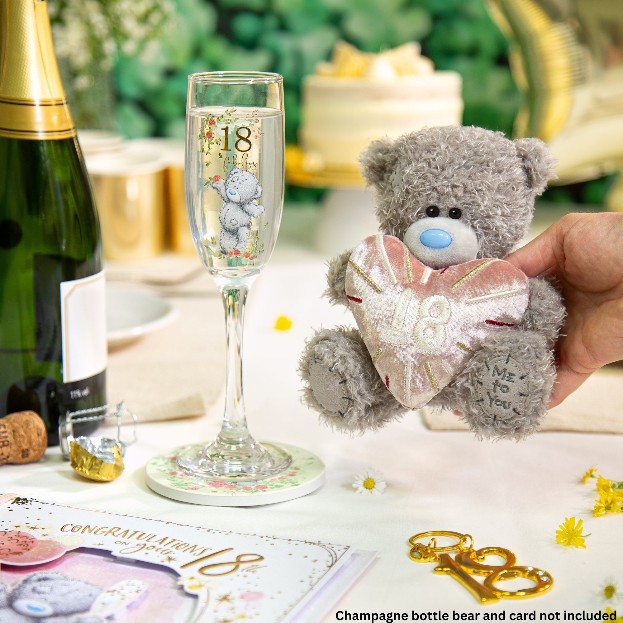 Me to You Tatty Teddy 18th Birthday Gift Set Includes Champagne Glass, Coaster & Keyring In Luxury Gift Box - Signature Collection