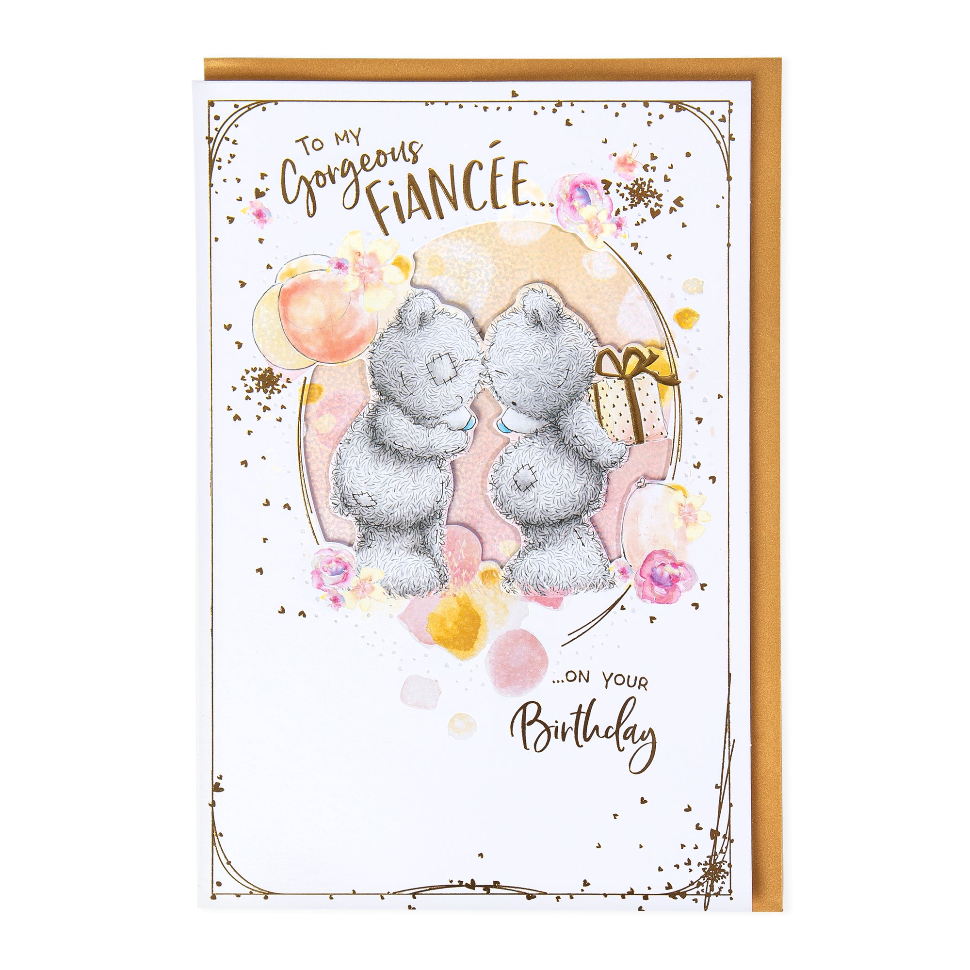 Me to You Tatty Teddy To My Gorgeous Fiancée Luxury Handmade Birthday Card 6x9ins - Official Collection