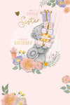 Luxury Birthday Card for Sister ‘For a Lovely Sister Happy Birthday’ Me to You Bear and Gift Design with Gold Foil Detail, 6 x 9 Inches