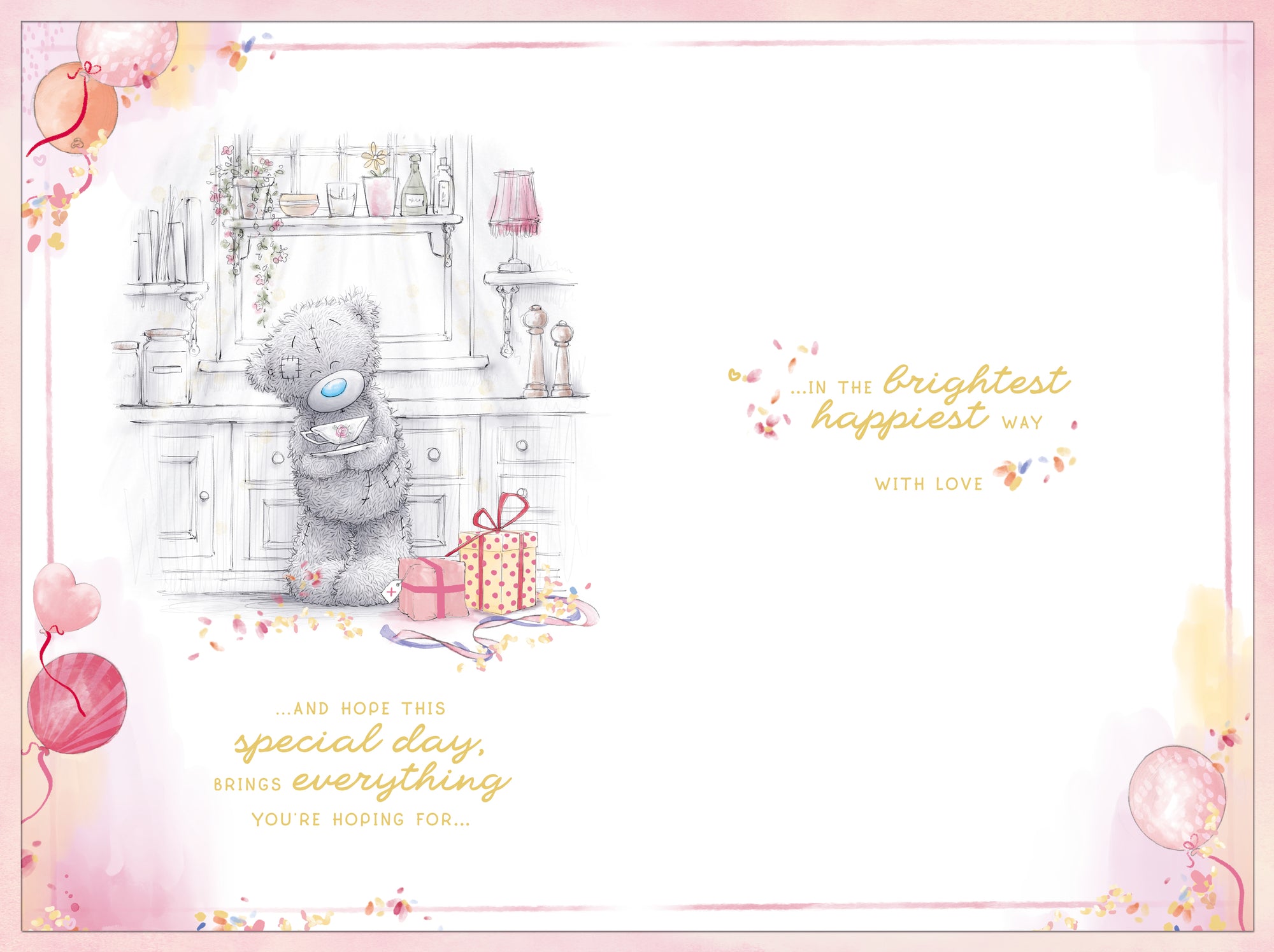 Me To You Tatty Teddy To Someone Special Bears Drinking Tea Luxury Hand Made Gold Foil Birthday Card, 6 X 9 Inches - Official Collection