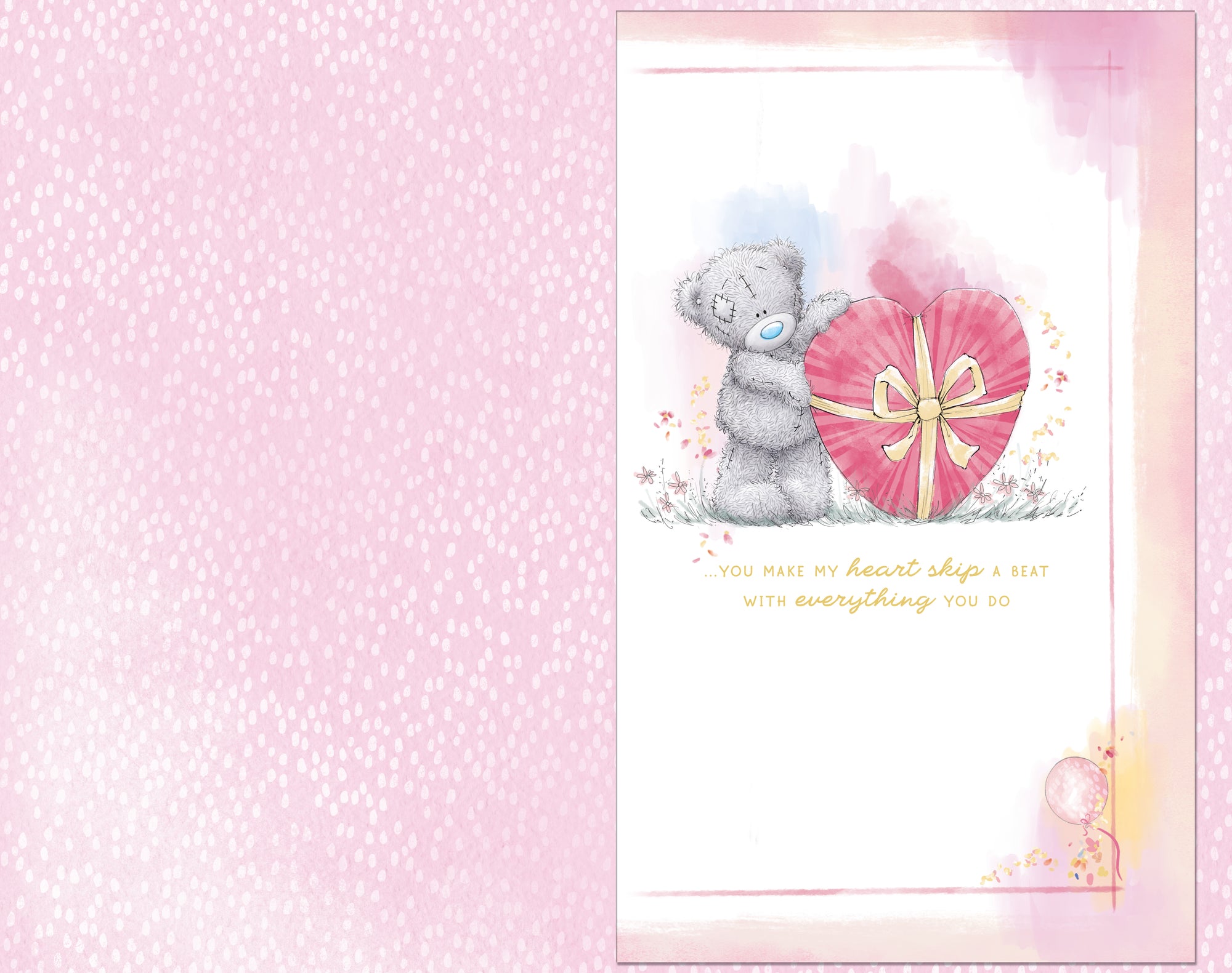 Me To You Tatty Teddy One I Love Bear With Heart Luxury Hand Made Gold Foil Birthday Card, 7 X 11 Inches - Official Collection