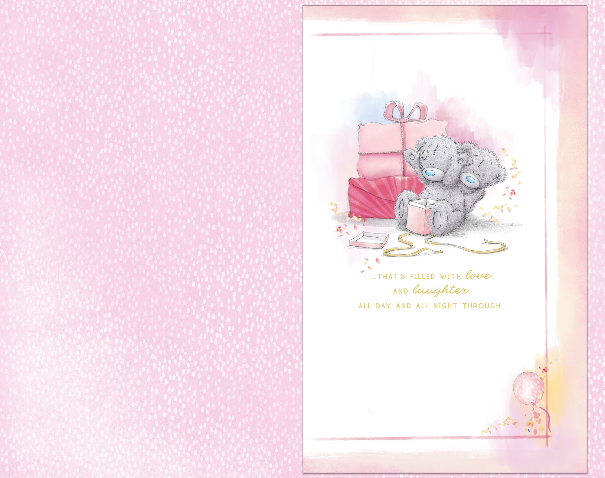 Me To You Tatty Teddy Lovely Fiancee Luxury Hand Made Bears With Gifts Gold Foil Birthday Card, 7 X 11 Inches - Official Collection