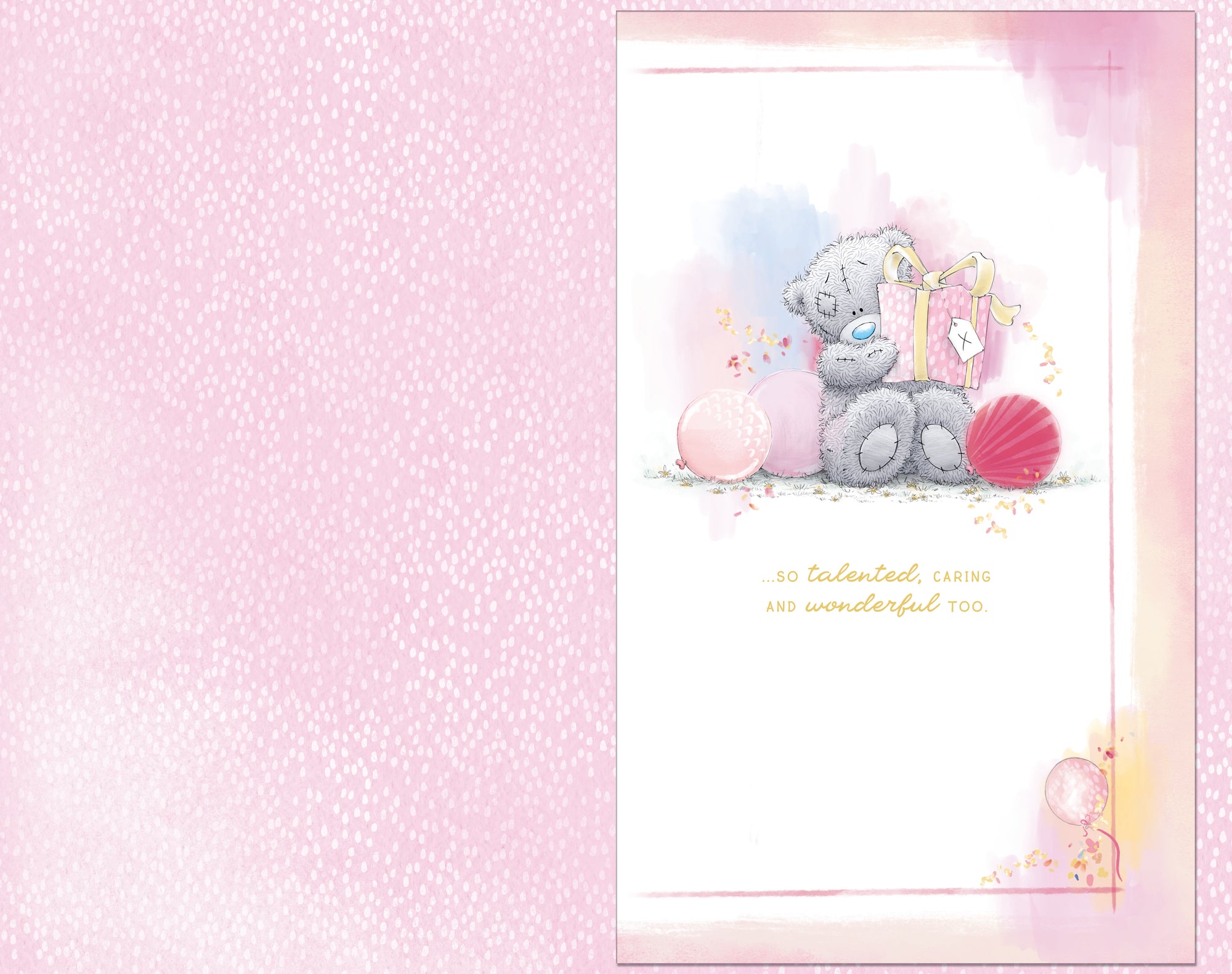 Me to You Tatty Teddy 'For A Wonderful Daughter' Luxury Gold Foil Hand Finished Birthday Day Card With Bow, 7 X 11 Inches - Official Collection