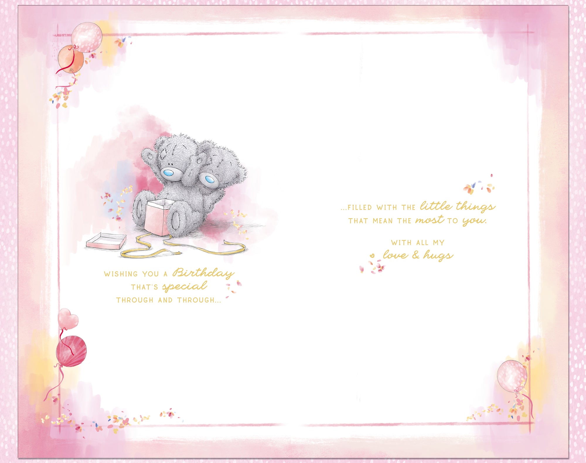 Me to You Tatty Teddy 'For My Beautiful Wife' Bears Drinking Tea Luxury Gold Foil Birthday Day Card With Bow, 7 X 11 Inches - Official Collection