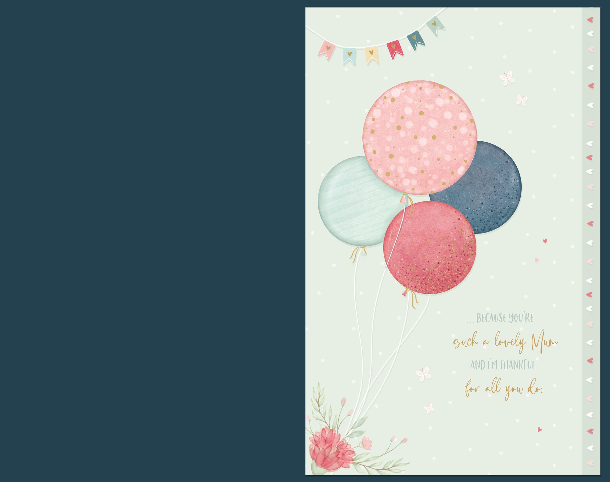 Luxury Hand Finished Birthday Card for Mum ‘To A Special Mum With Love’ Cake & Balloon Design with Gold Foil Detail by Wishing Well Studios, 7 x 11 Inches