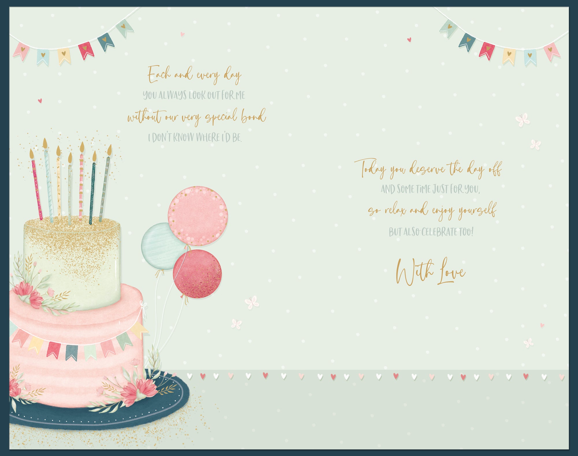 Luxury Hand Finished Birthday Card for Mum ‘To A Special Mum With Love’ Cake & Balloon Design with Gold Foil Detail by Wishing Well Studios, 7 x 11 Inches