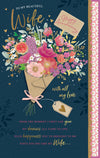 Luxury Hand-Finished Wedding Anniversary Card For Wife | Floral Design By Wishing Well Studios 7 x 11