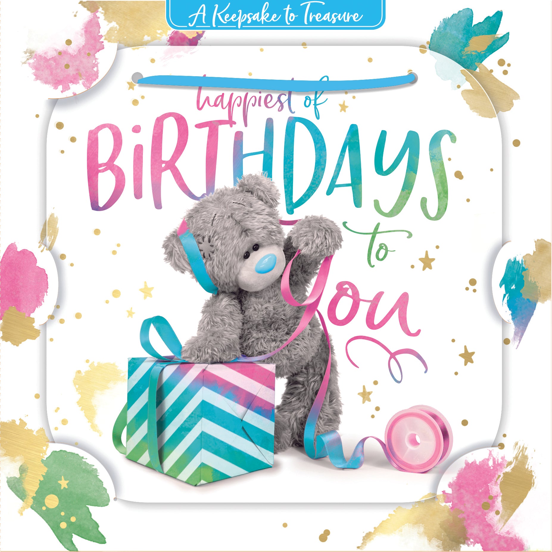 Me to You Tatty Teddy 3D Luxury Keepsake Birthday Card, Happiest Of Birthdays 6 x 6