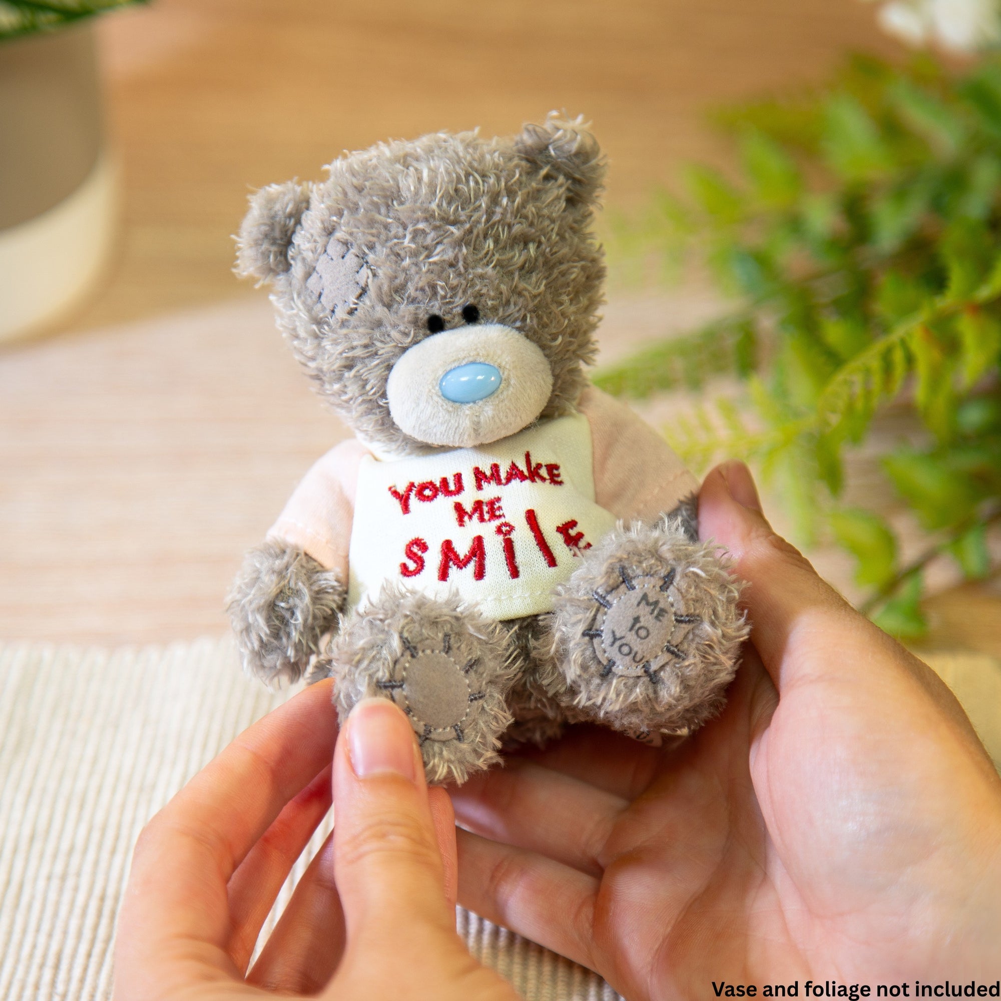 Me to You Tatty Teddy Plush 10cm-High Bear Wearing Cute 'You Make Me Smile' T-Shirt - Official Collection