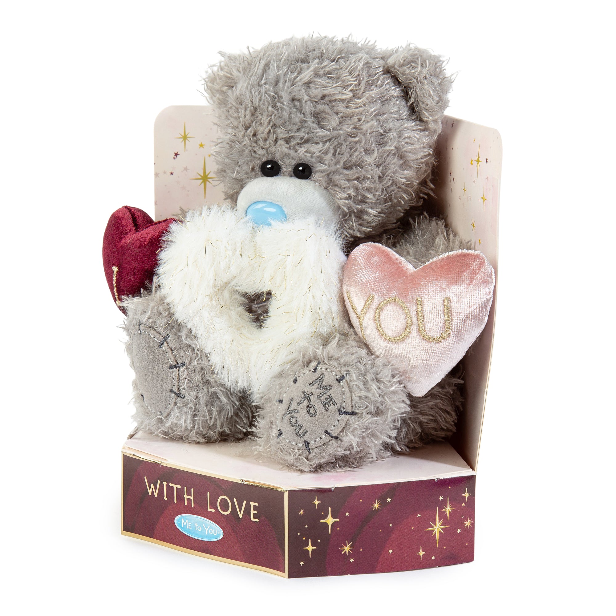 Me to You Tatty Teddy Plush Bear Holding Three Embroidered Hearts