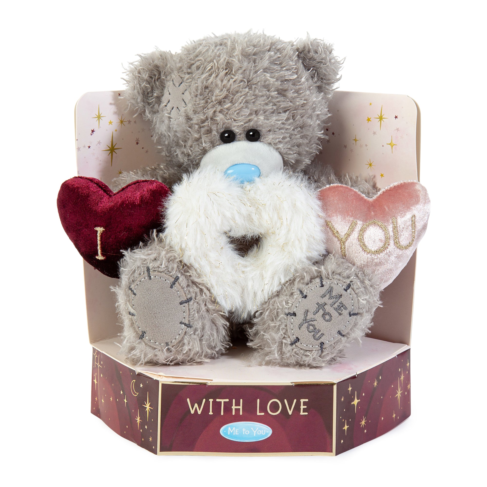 Me to You Tatty Teddy Plush Bear Holding Three Embroidered Hearts