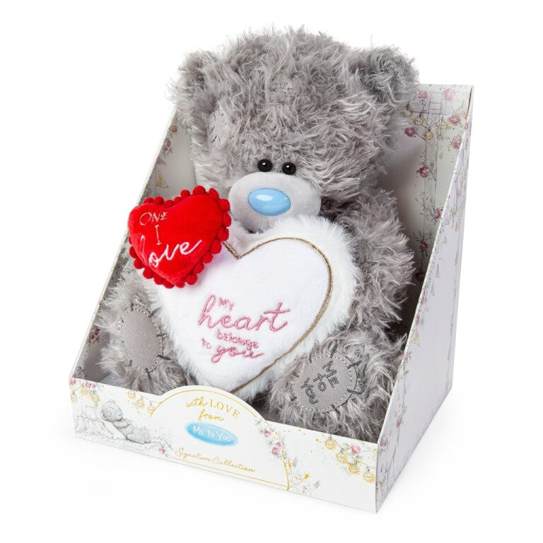 Me to You Tatty Teddy Bear Holding Two Hearts  - Official Signature Collection