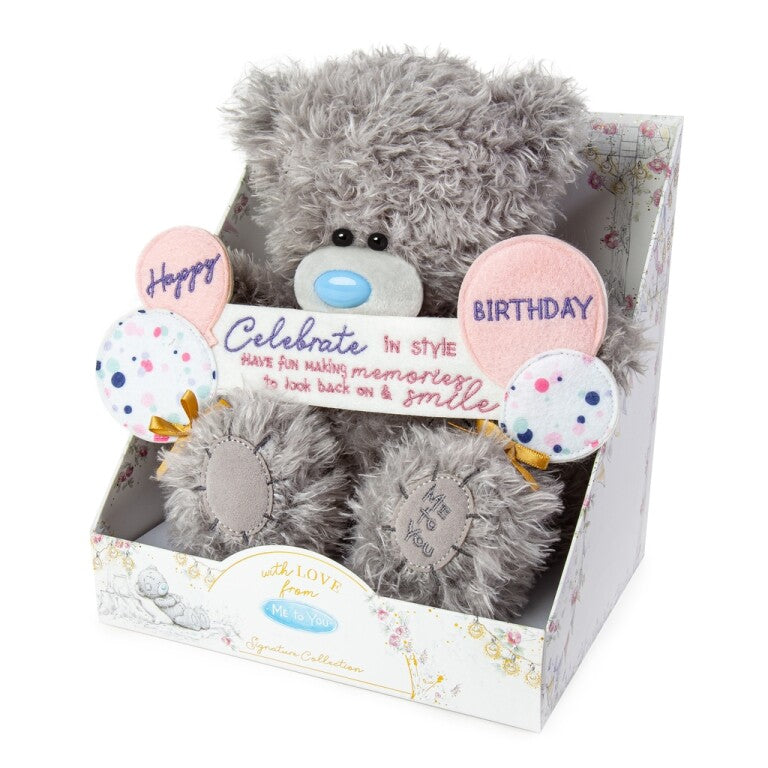 Me to You Tatty Teddy Happy Birthday Bear with Balloons - Official Signature Collection