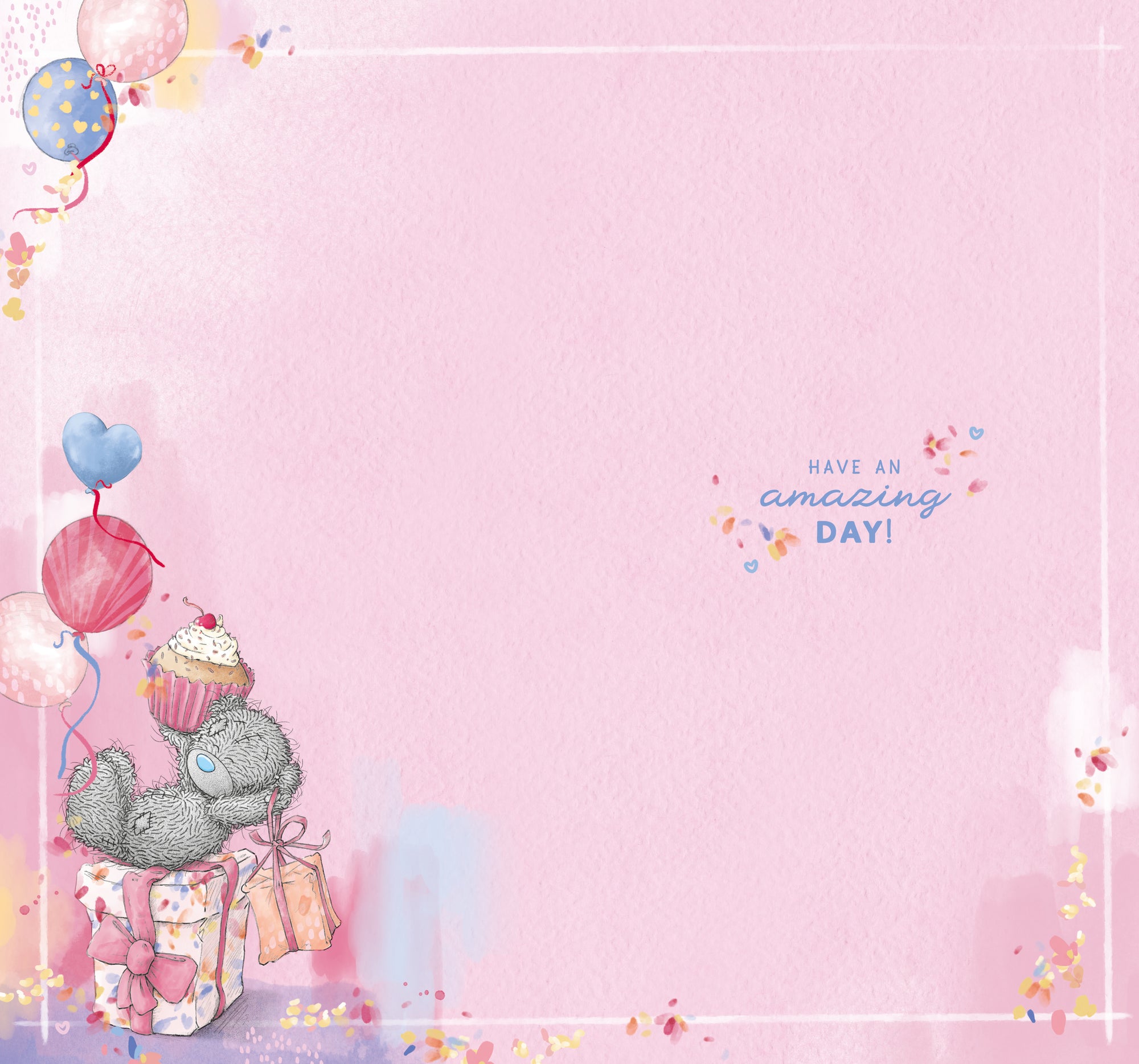 Me To You Tatty Teddy Cute Birthday Card For Friends Or Family, Tatty Teddy Holding A Gift 12.7 x 22.8 cm - Official Collection