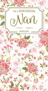 For A Very Special Nan, Vintage-Style Floral Birthday Card 5x9ins by Wishing Well Studios