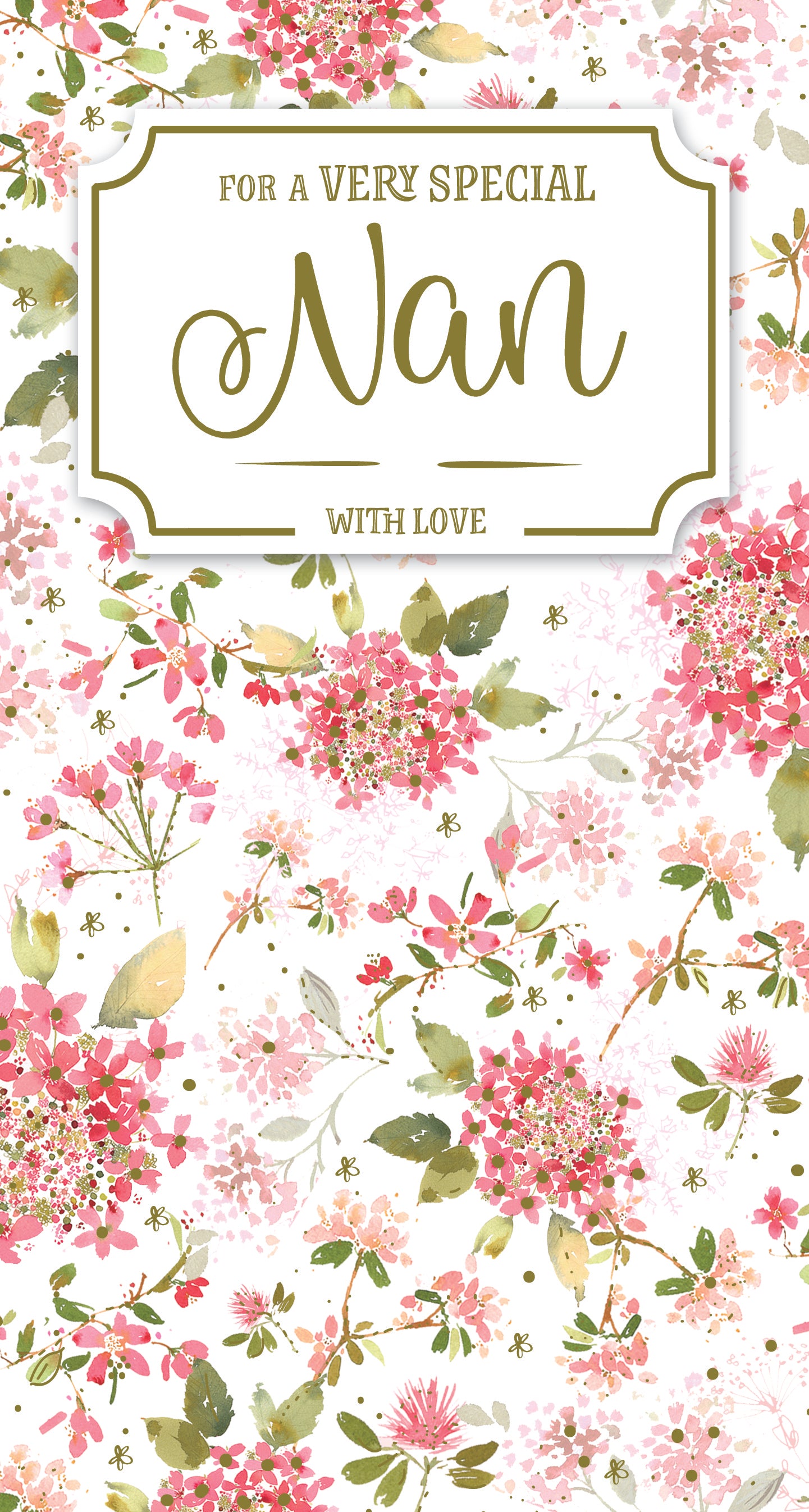 For A Very Special Nan, Vintage-Style Floral Birthday Card 5x9ins by Wishing Well Studios