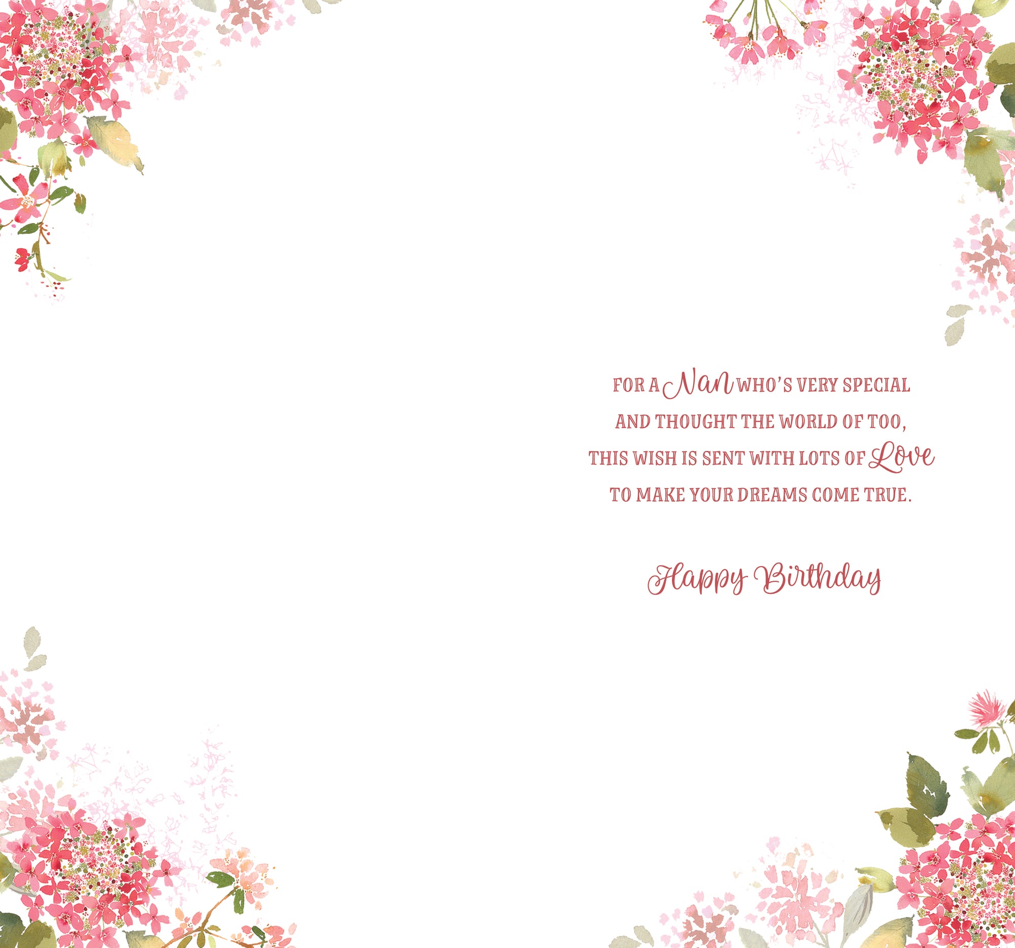 For A Very Special Nan, Vintage-Style Floral Birthday Card 5x9ins by Wishing Well Studios