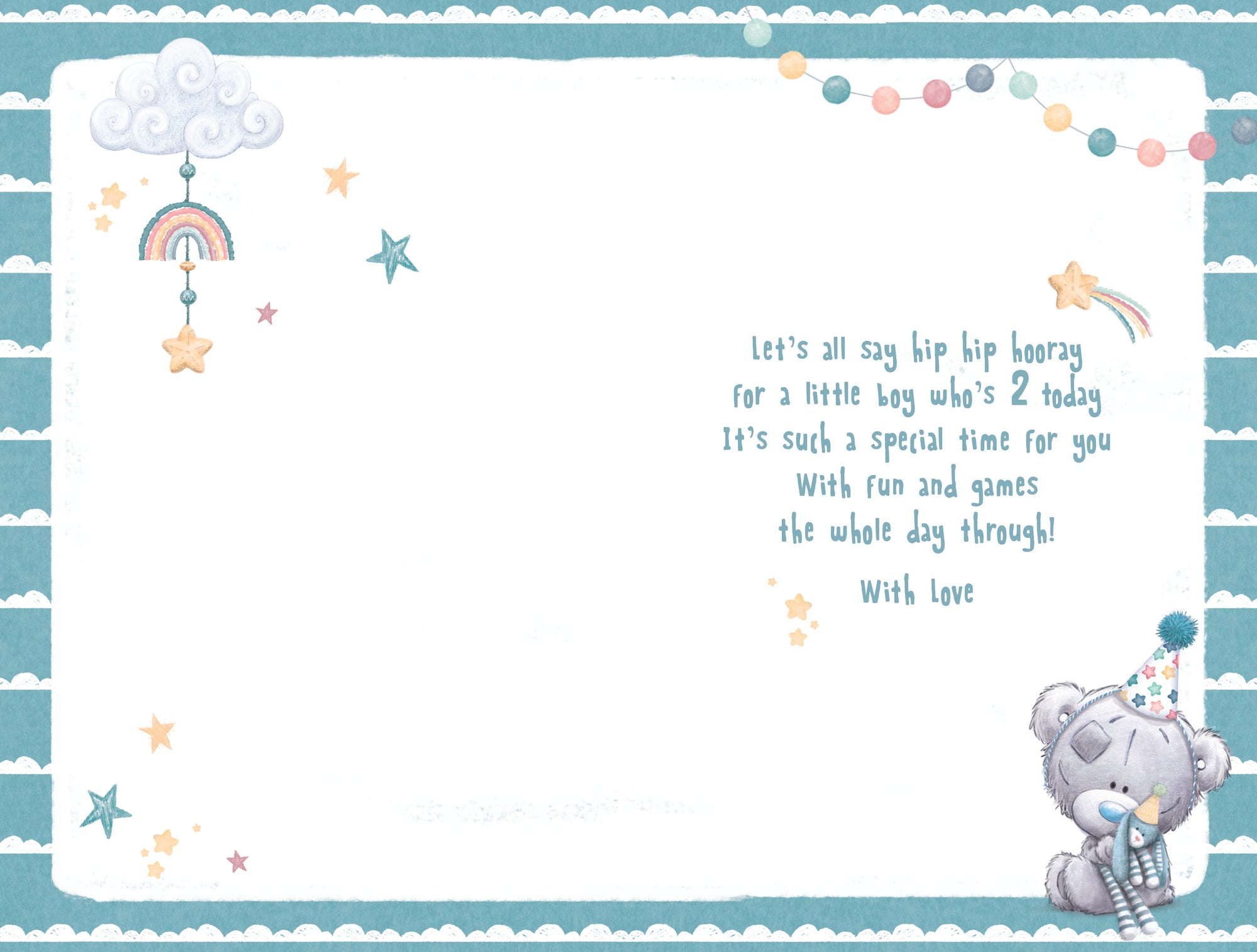 Tiny Tatty Teddy Son 2nd Birthday Card