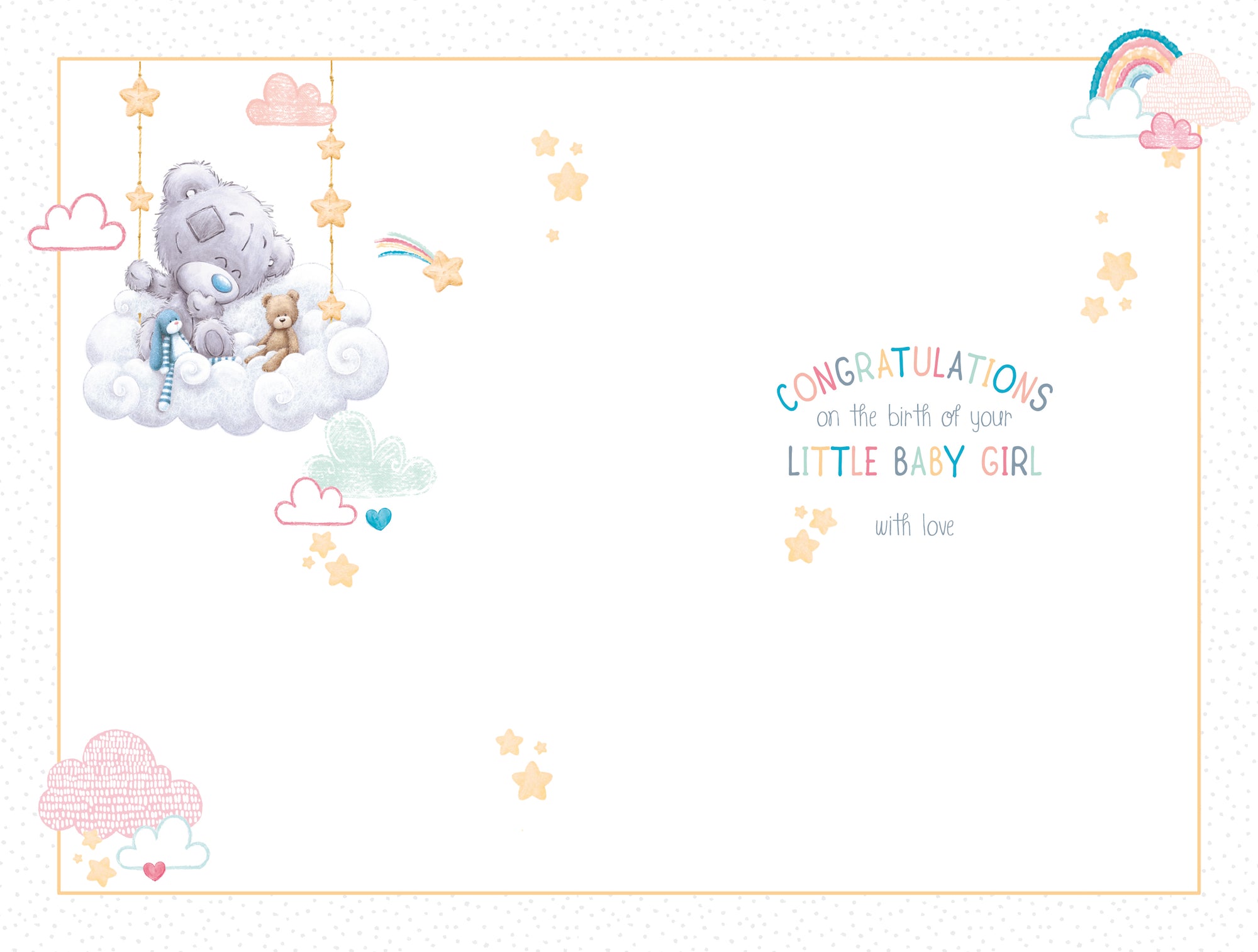 Tiny Tatty Teddy Welcome Baby Girl Card
