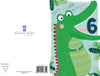 Cute 6th Birthday Card with Fun Crocodile Illustrations 5x8ins by Wishing Well Studios