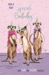Funky Birthday Card With Meerkats For Friend Or Relative by Wishing Well Studios 5 x 8 Inches