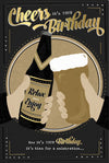 Cheers Birthday Card With Beers For Friend Or Relative, Retro Design And Gold Foil Detail by Wishing Well Studios 5 x 8 Inches