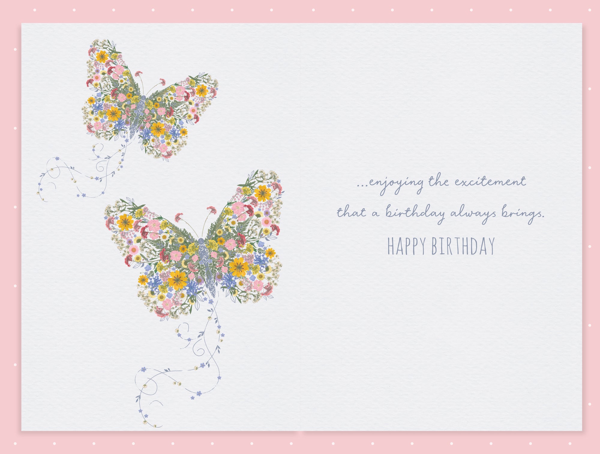Pretty Butterfly Birthday Card For Friend Or Relative by Wishing Well Studios 5 x 8 Inches