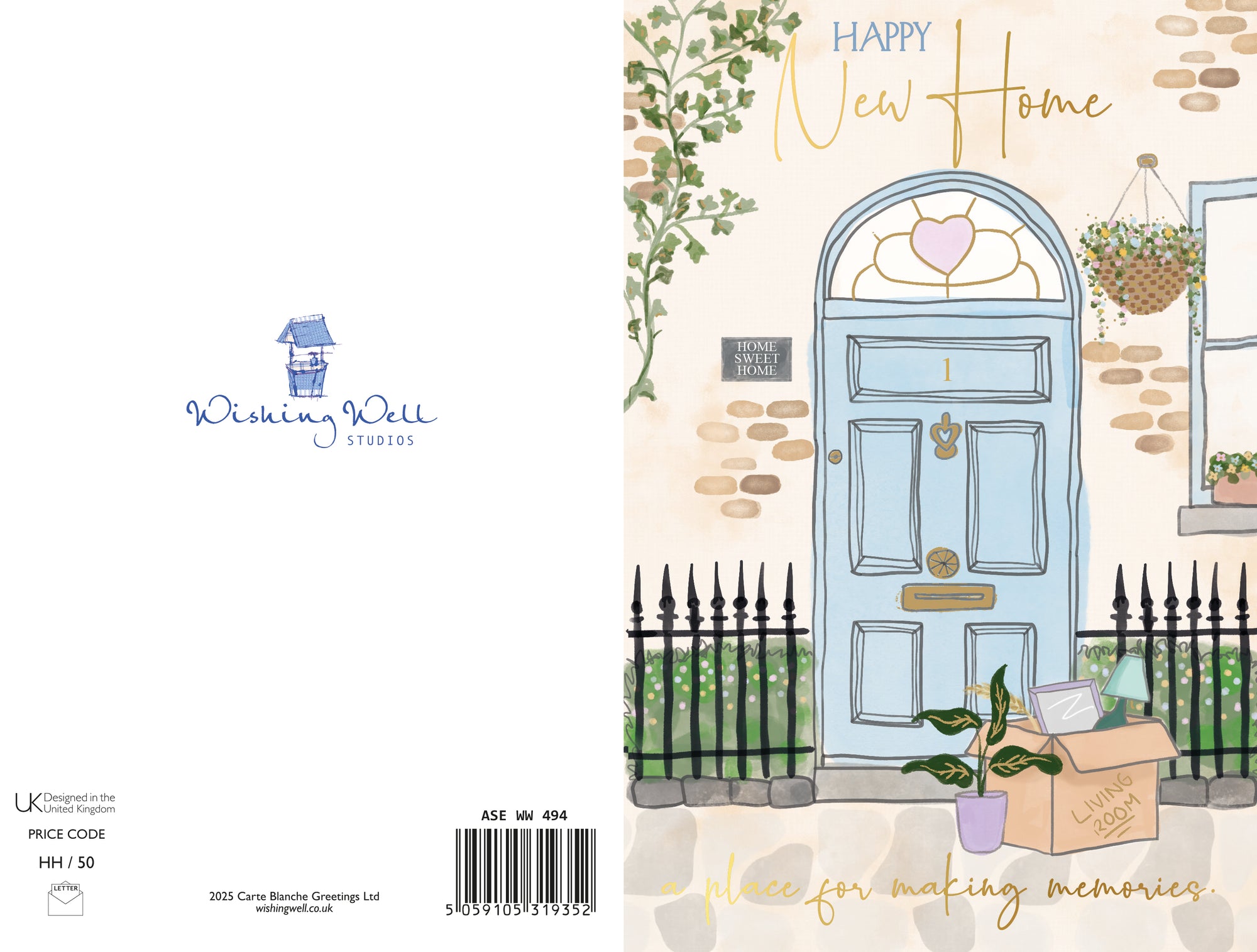 New Home Card from Wishing Well Studios, size 5 x 8 in