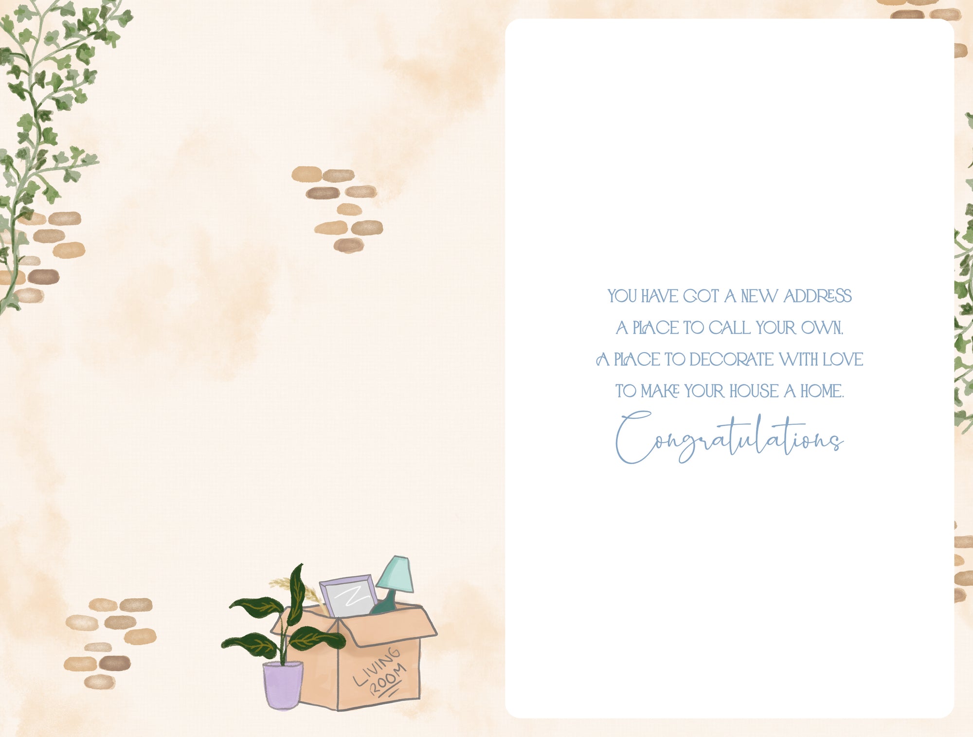 New Home Card from Wishing Well Studios, size 5 x 8 in